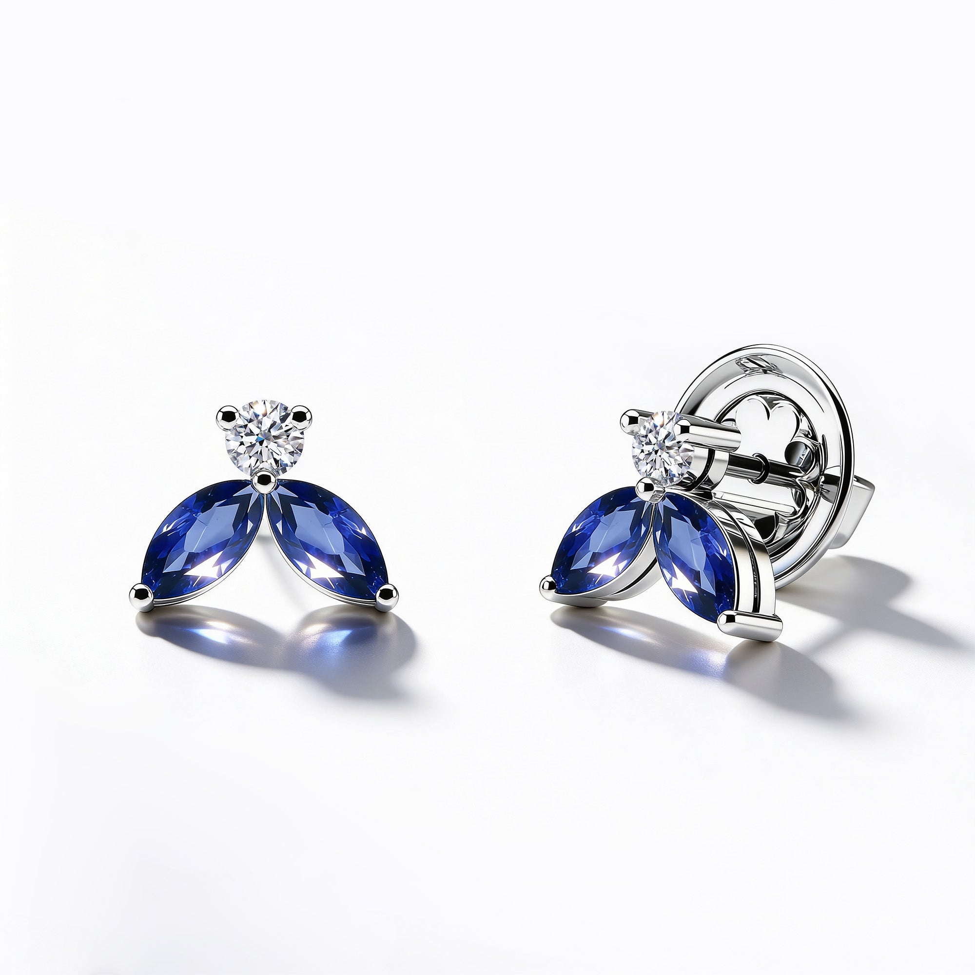 Boucles d'oreilles Little Bees bleu 1.00 carat - Or blanc 18k