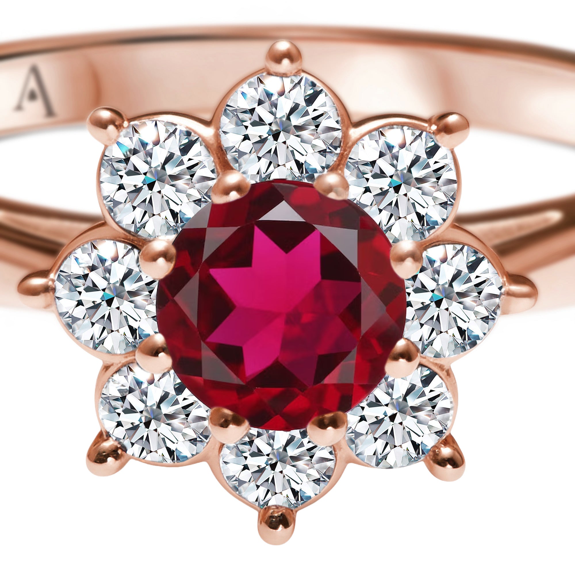 The Blooming Red Flower 0.30 carats - Red Gold 18k