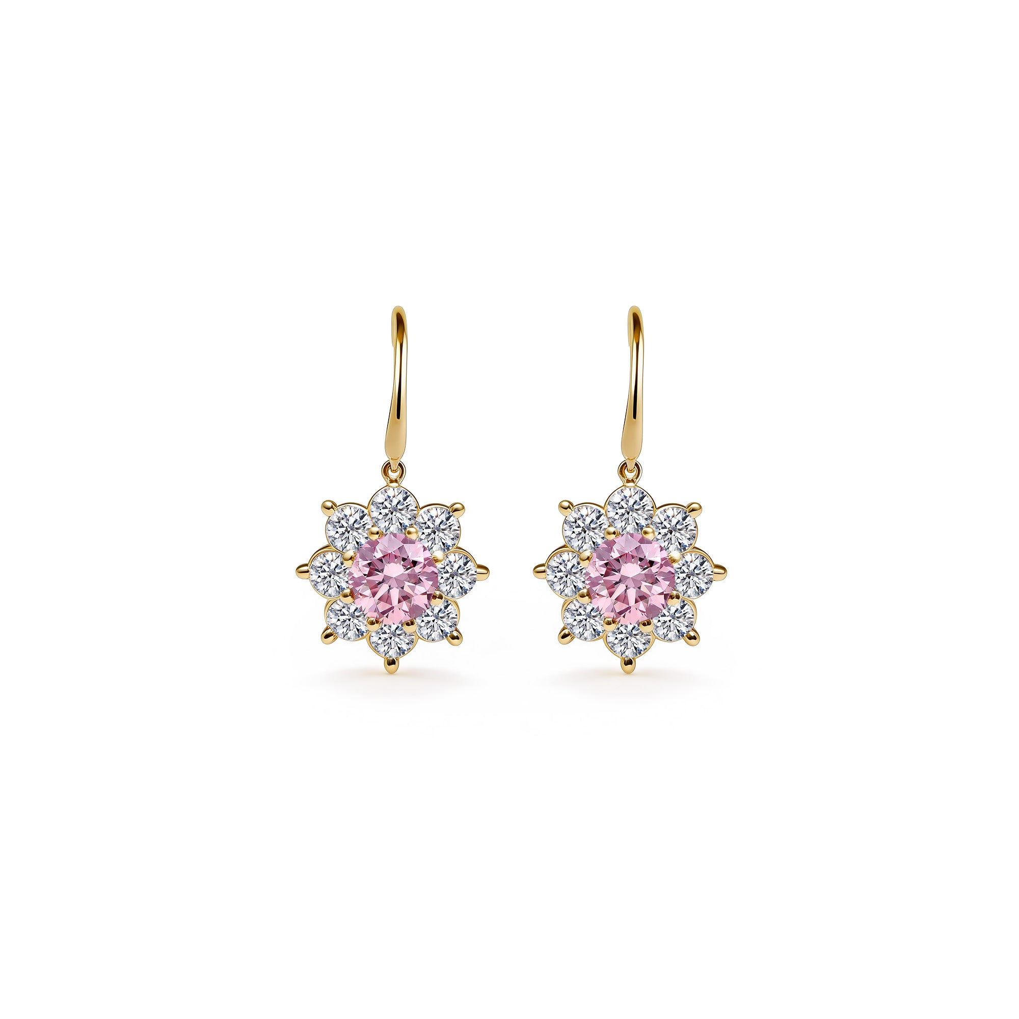 Boucles d'oreilles The Blooming Pink Flower 0.25 carat - or jaune 18k