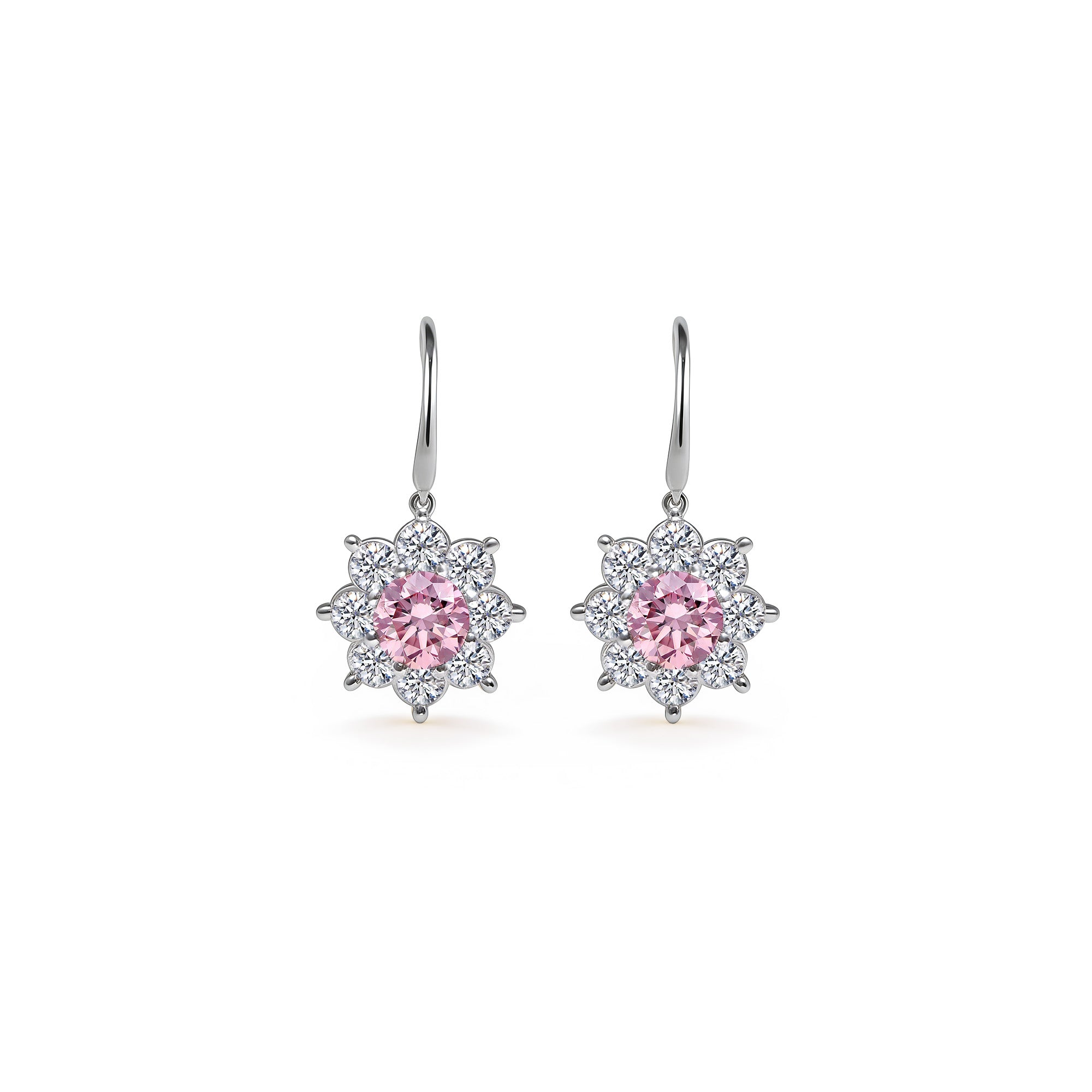 Boucles d'oreilles The Blooming Pink Flower 0.25 carat - or blanc 18k