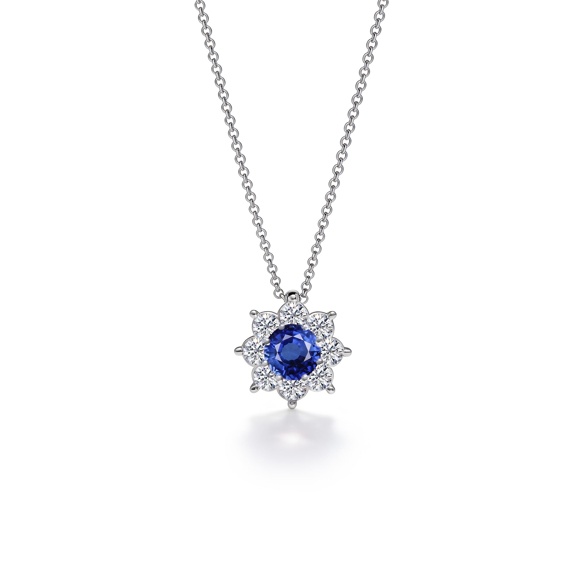 Necklace The Blooming Blue Flower 0.30 carats - White Gold 18k
