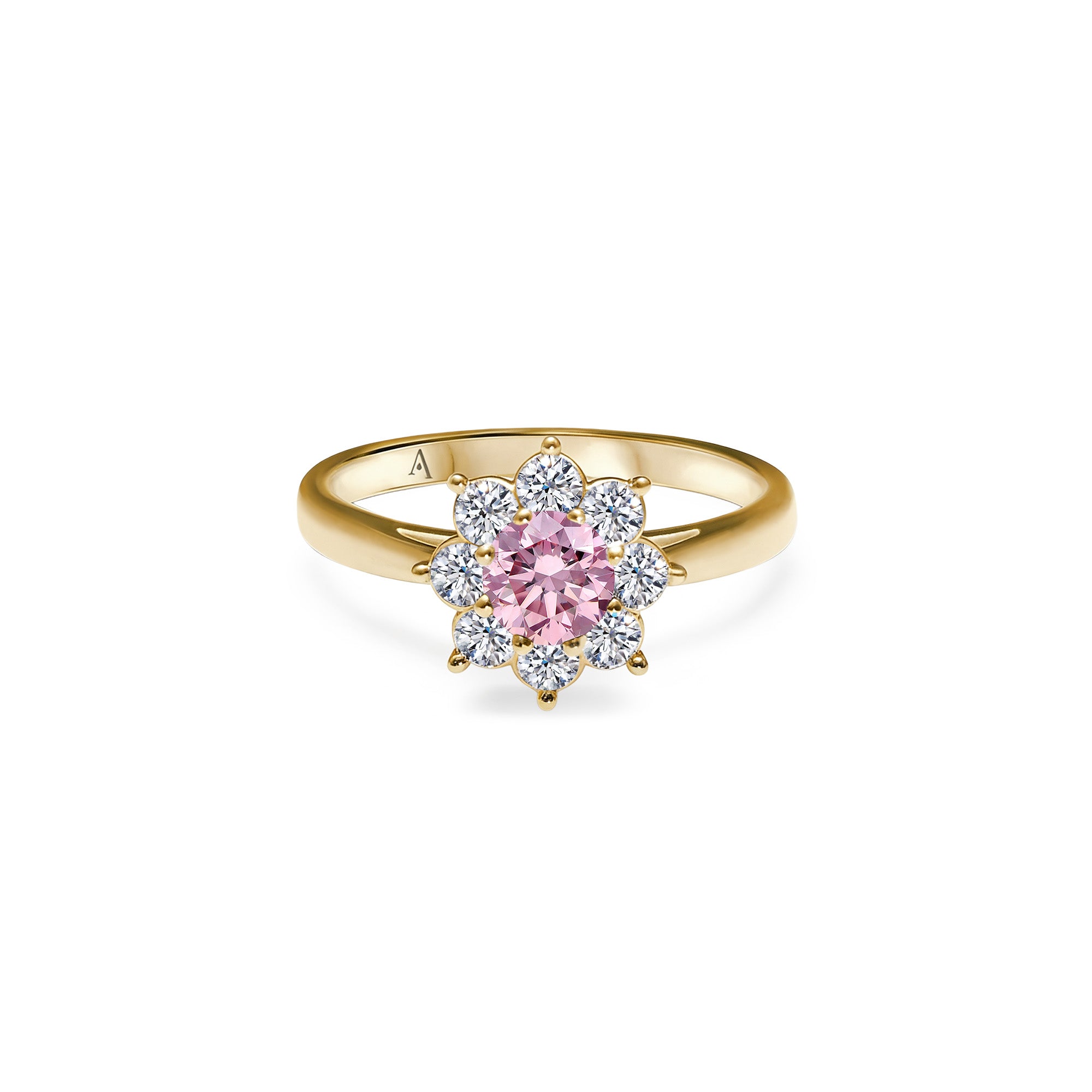 The Little Blooming Pink Flower 0.20 carats - Yellow Gold 18k