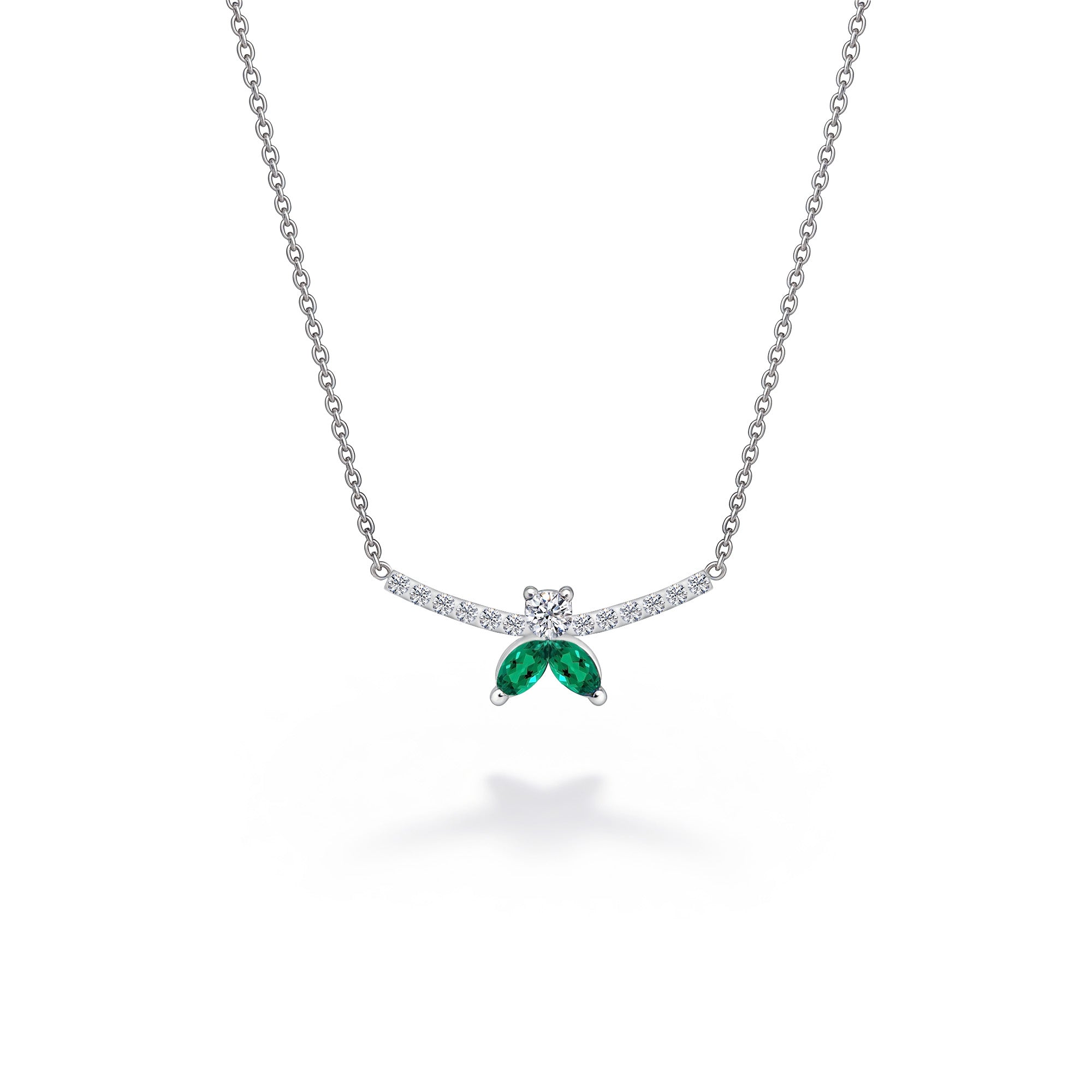 Halskette The Little Bee M Emerald - Weissgold 18K