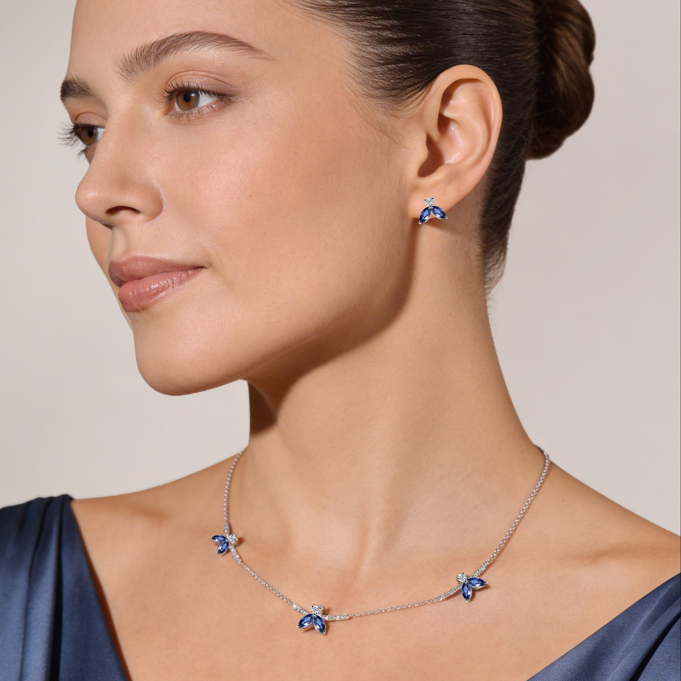 Little Bees Ohrringe Bleu 1.00 Karat - Weissgold 18K