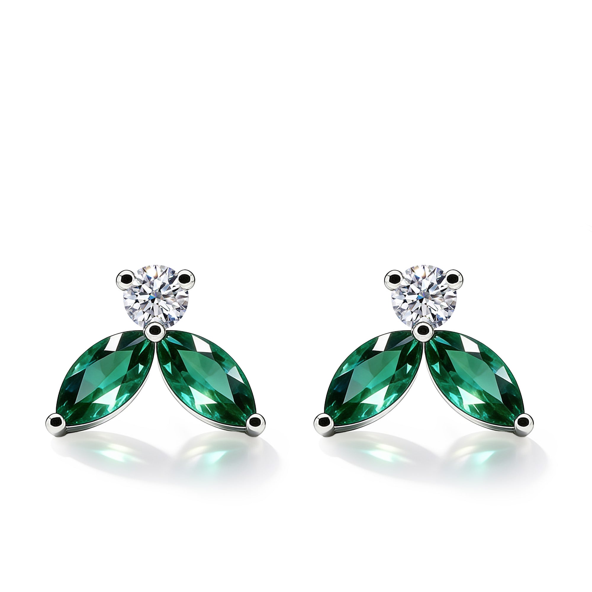 Boucles d'oreilles Little Bees vert 1.00 carat - or blanc 18k