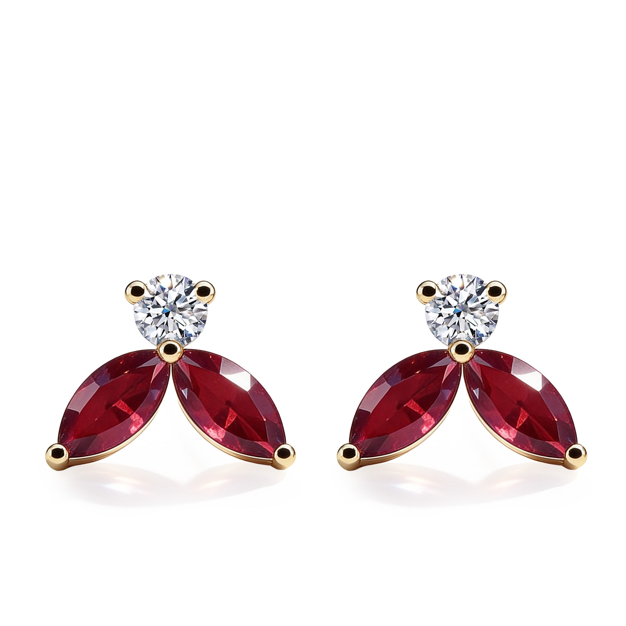 Boucles d'oreilles Little Bees rouge 1.00 carat - Or jaune 18k