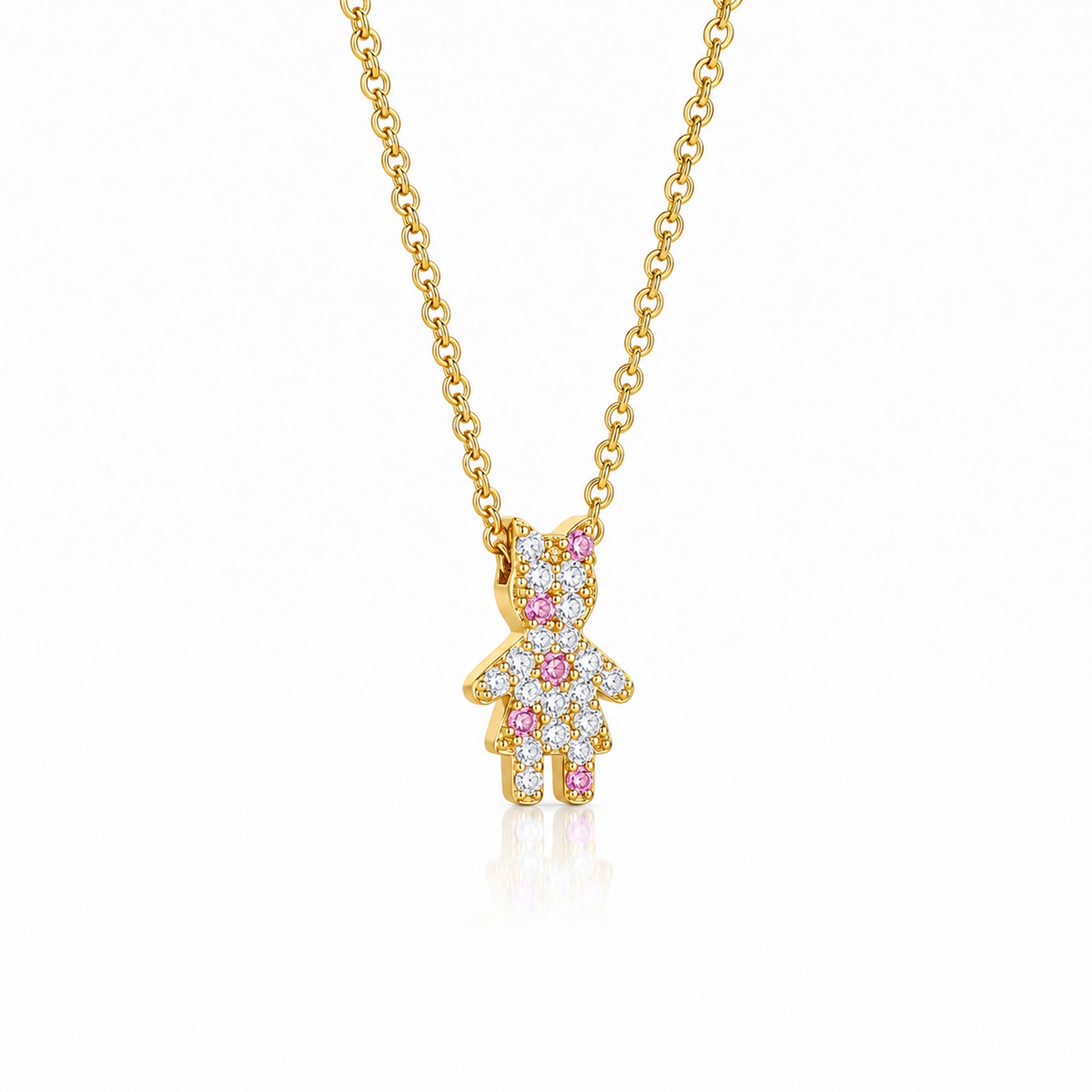 The Little Muse – Pink Confetti | Necklace Yellow Gold 18k