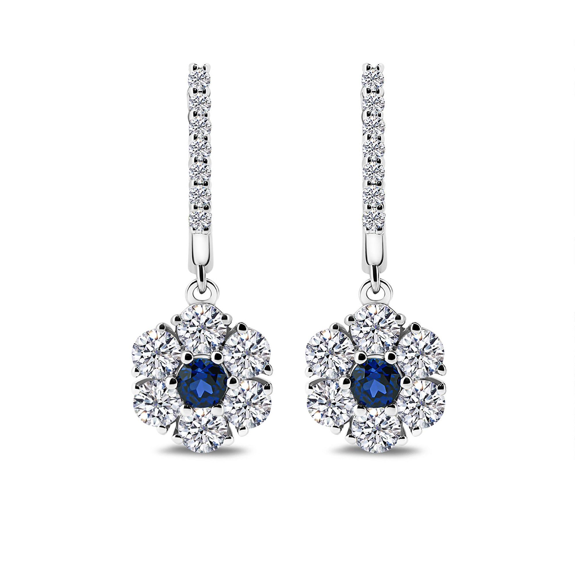 Boucles d'oreilles Blue Floral Whisper 0.30 carat - or Blanc 18k