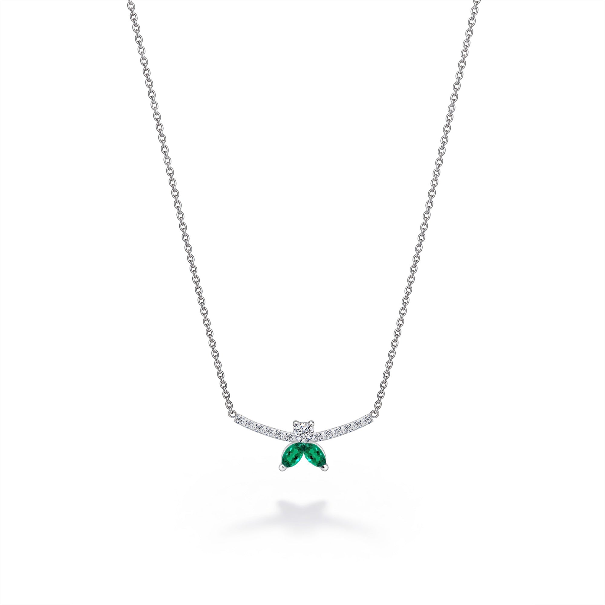 Halskette The Little Bee M Emerald - Weissgold 18K