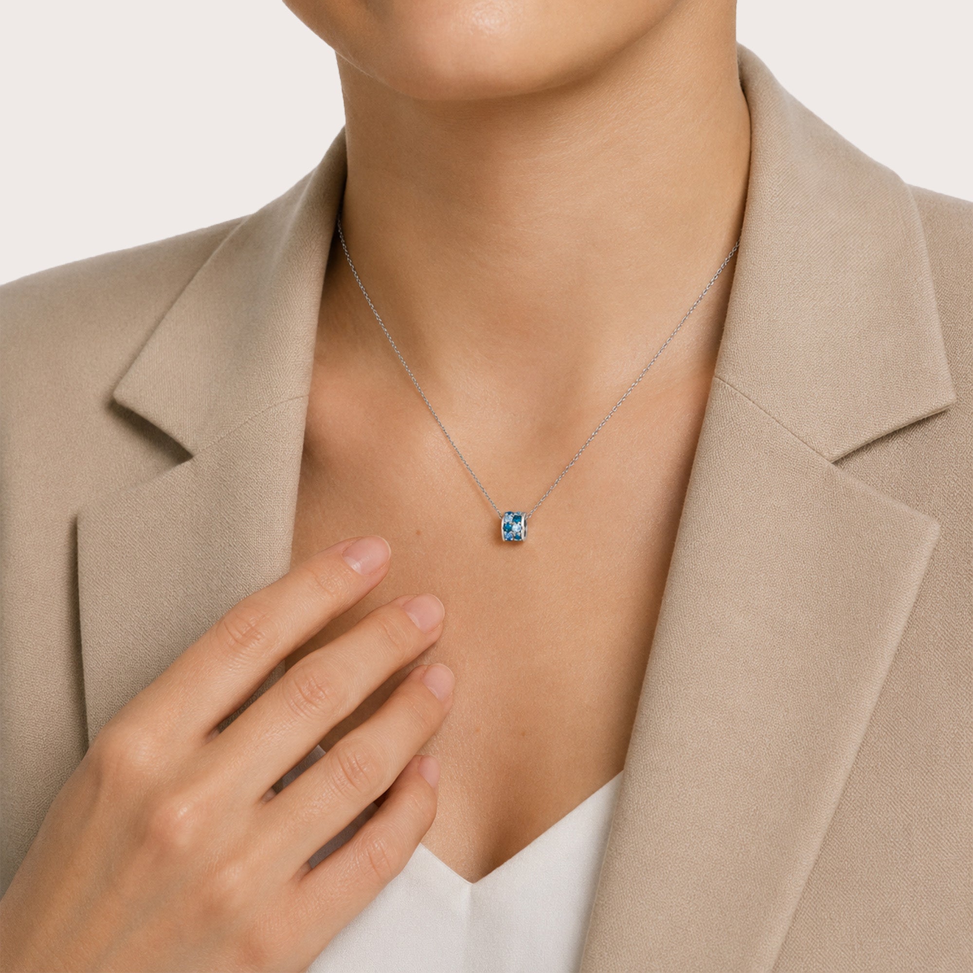 Collier Blue dark and sky rainbow- or blanc 18k (CH-579)