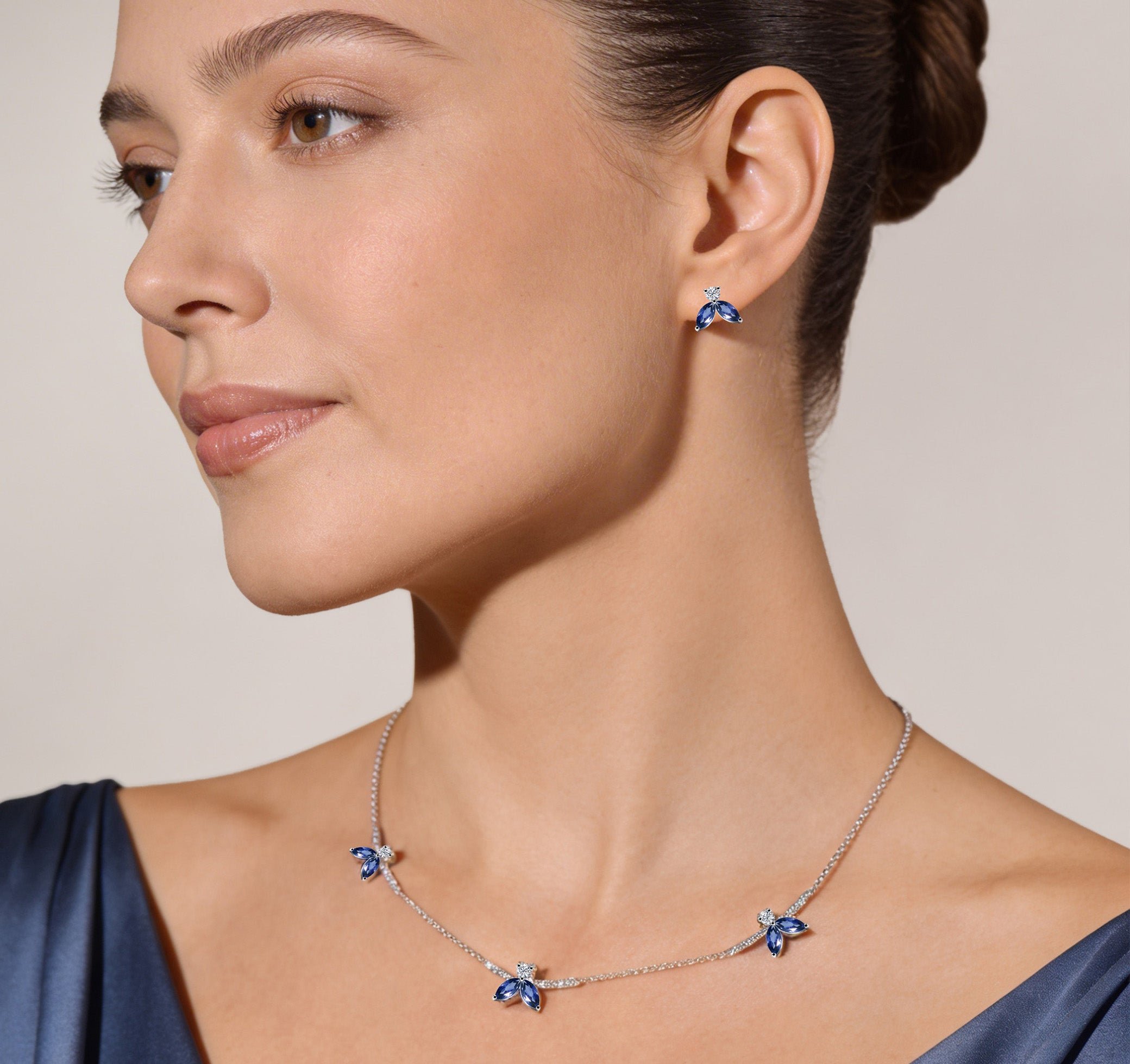 Necklace The Blue Ballet Dancers - White Gold 18k