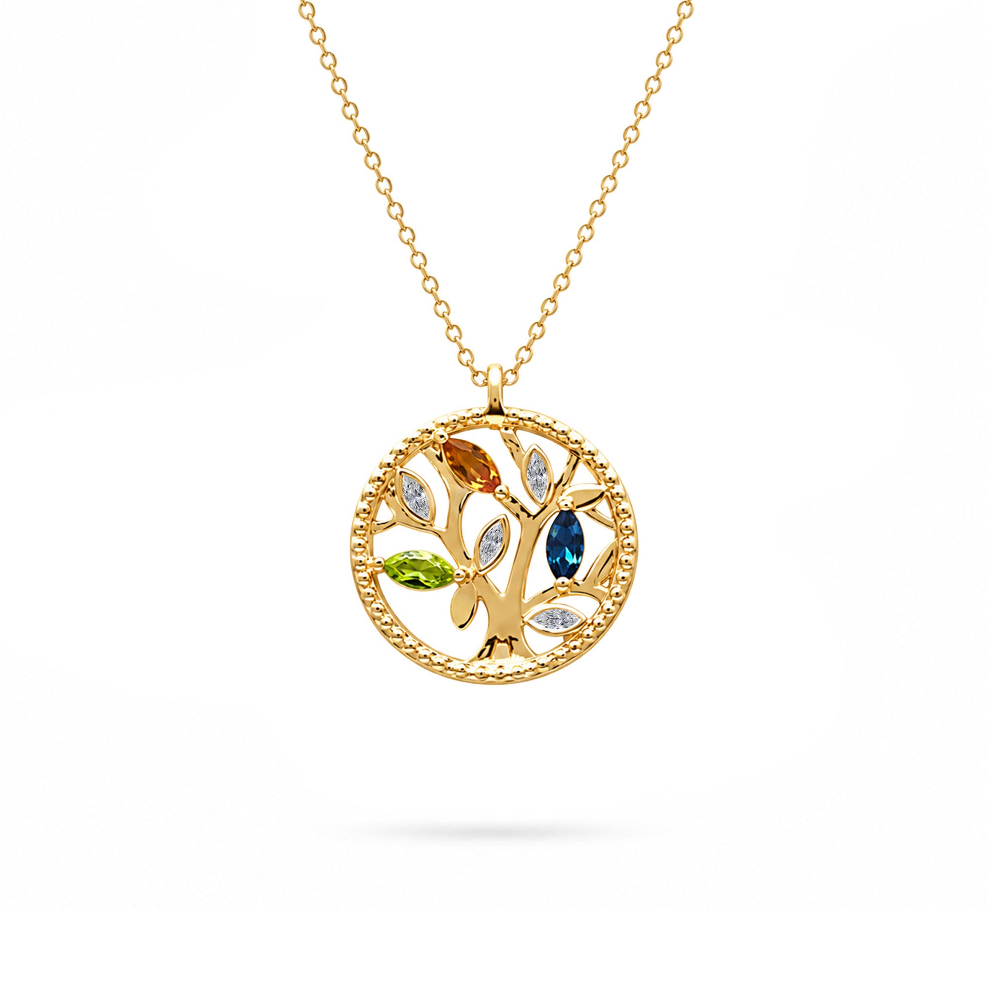 Halskette Tree of Life Farbig– 18 Karat Gelbgold