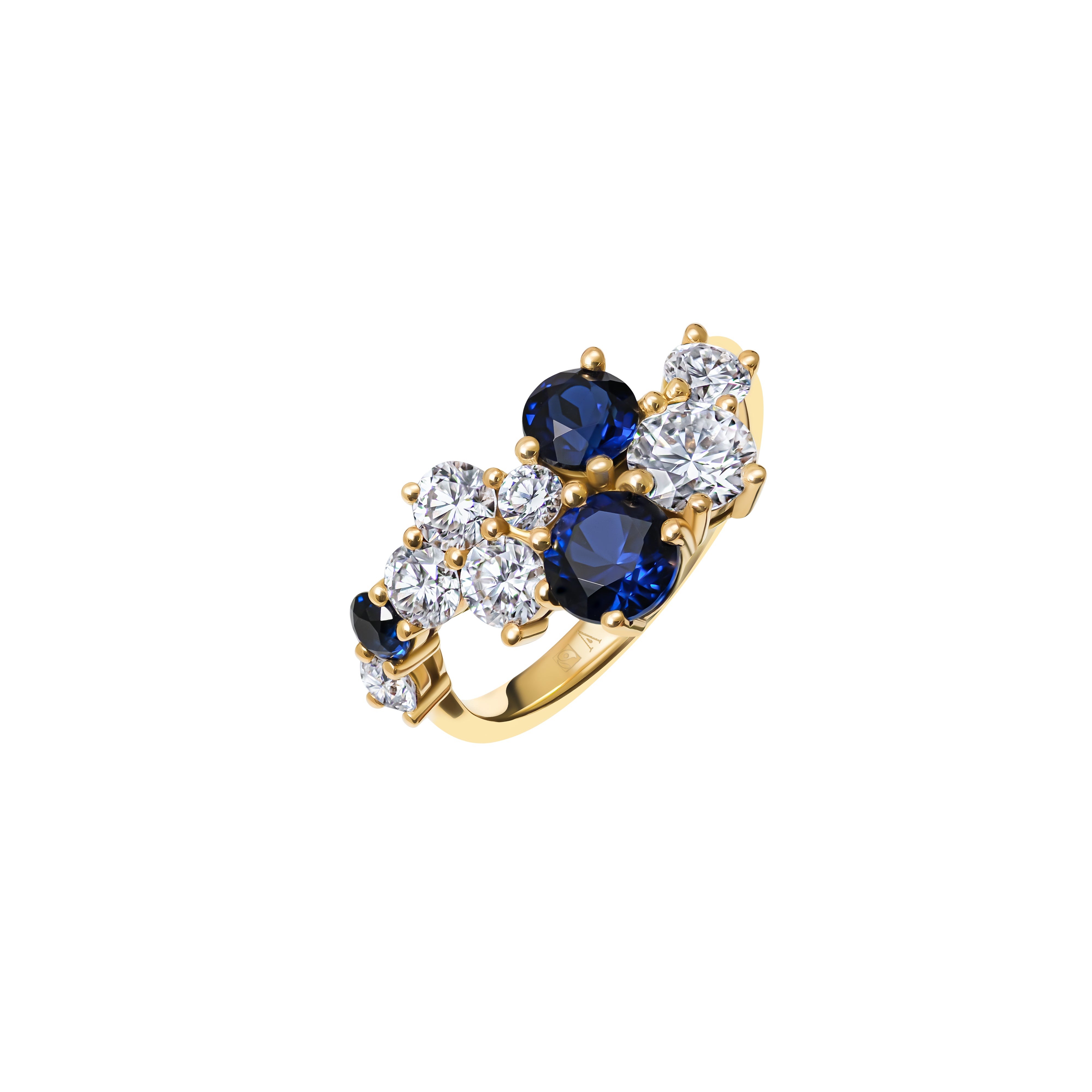 Midnight Sapphire Blossom - or Jaune 18k – Solitaire en or 18k avec diamant – vue produit