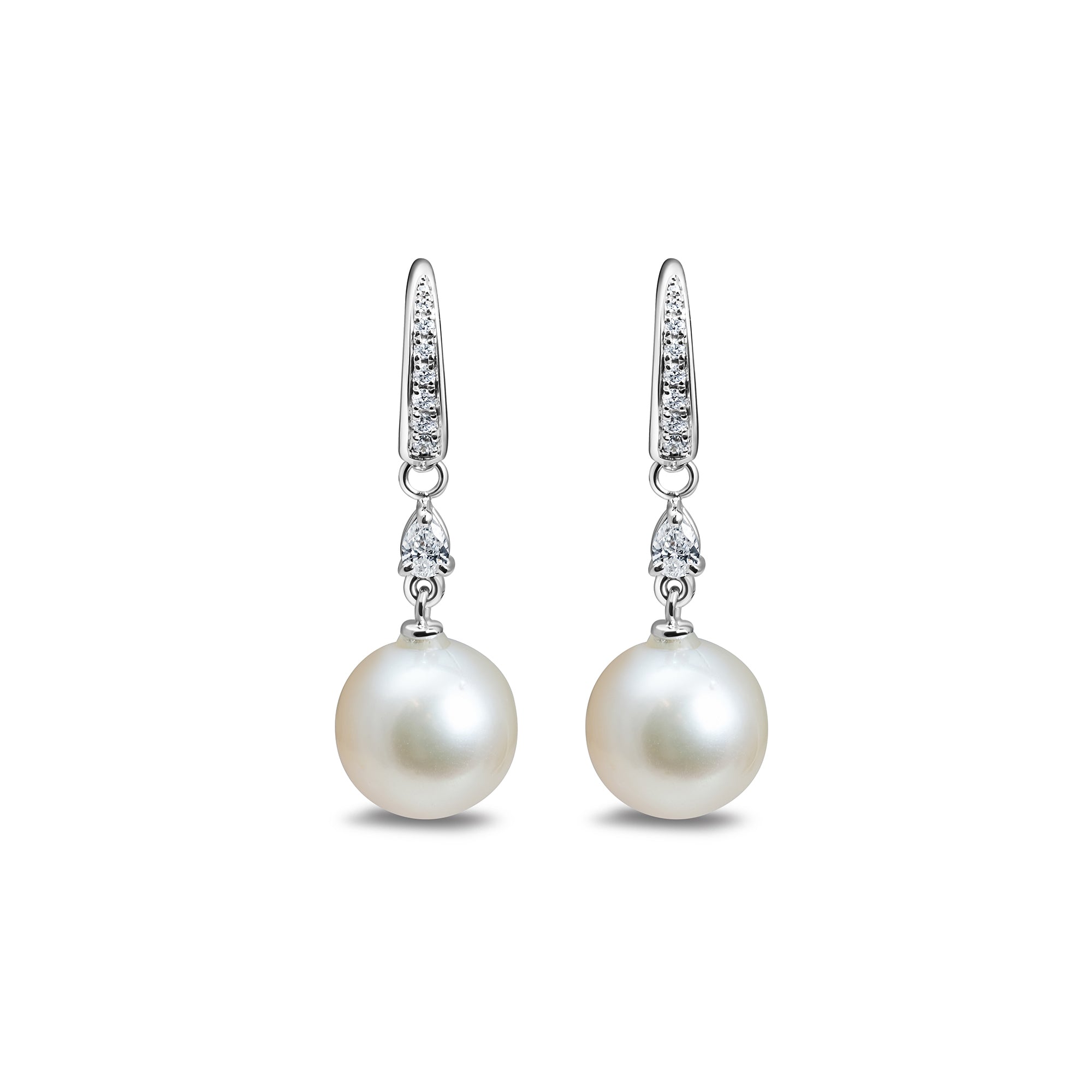 Boucles d'oreilles Pluie d'étoiles fancy Perles - or blanc 18k – Boucle d'oreilles en or 18k avec diamant – vue produit