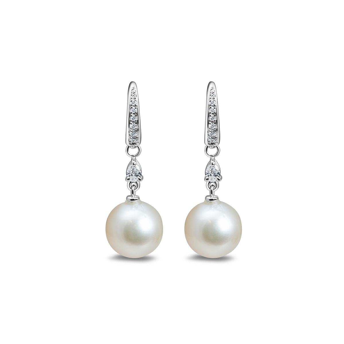 Boucles D'oreilles Blanches Perles Plaquées Or 14K - Style Glamour, Neuf Sans Emballage