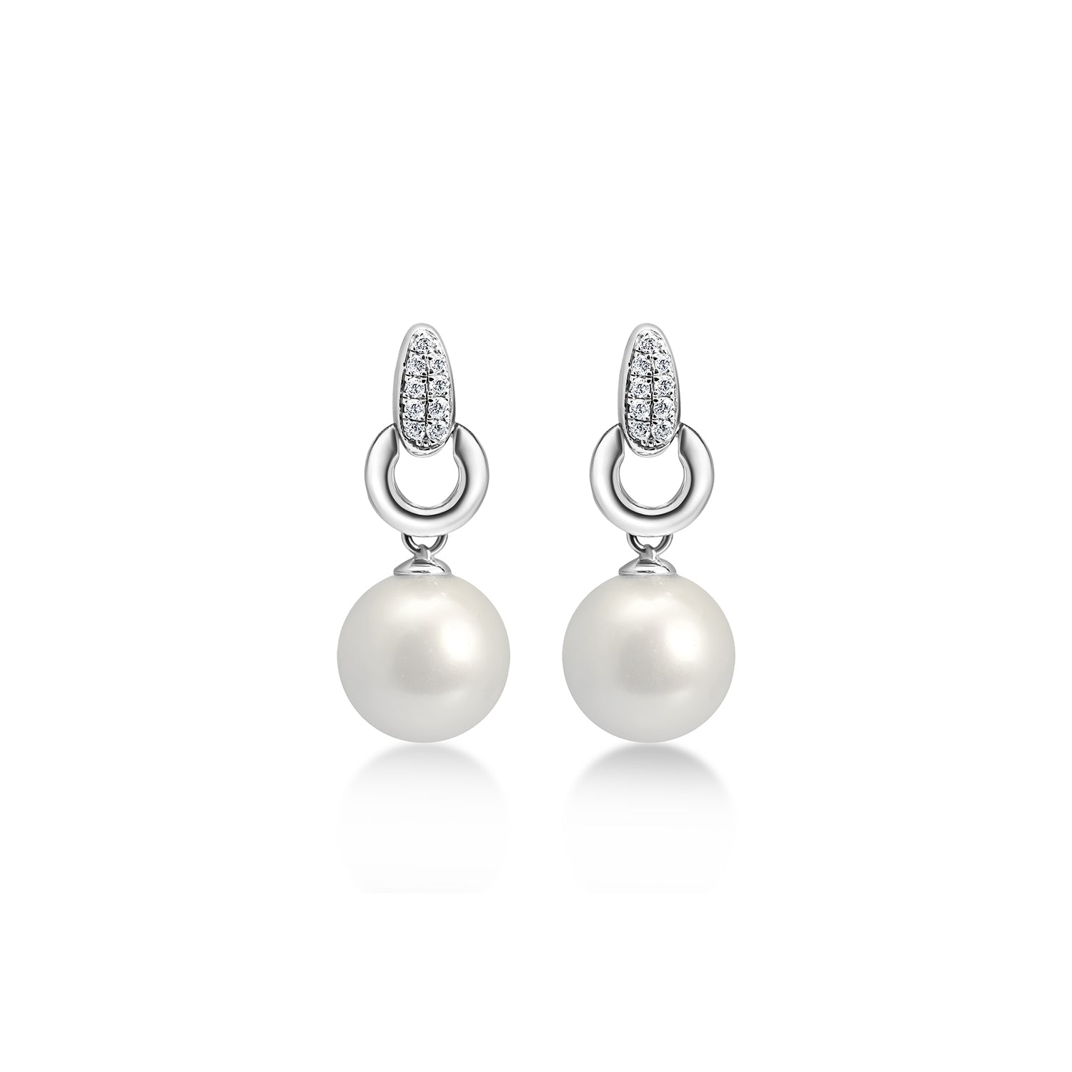 Boucles d'oreilles avec Perles - or blanc 18k