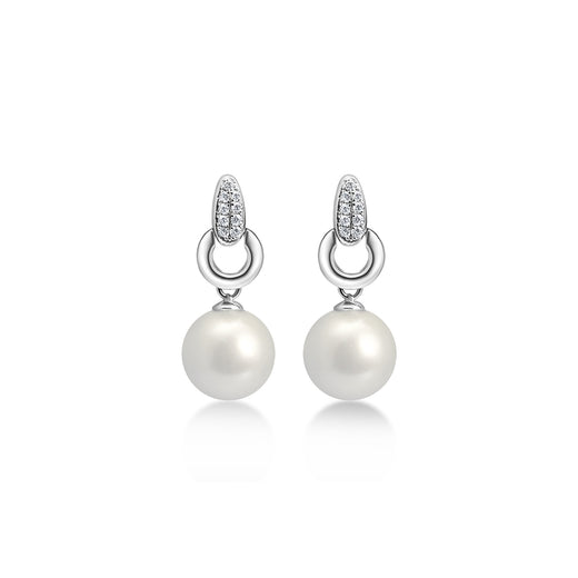 Boucles d'oreilles avec perles - or blanc 18k – vue produit