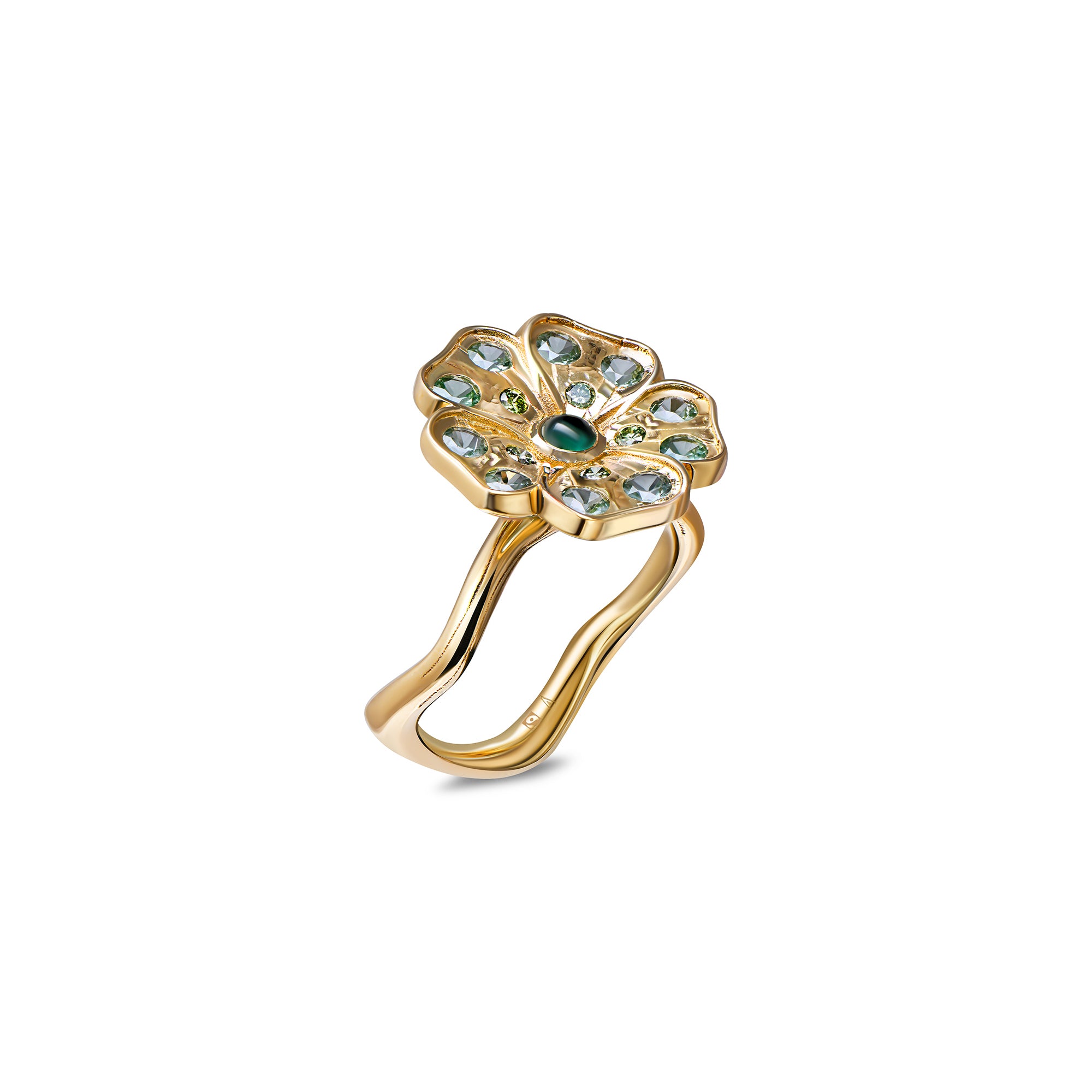 Romantic Rose Garden green - Gelbgold 18K