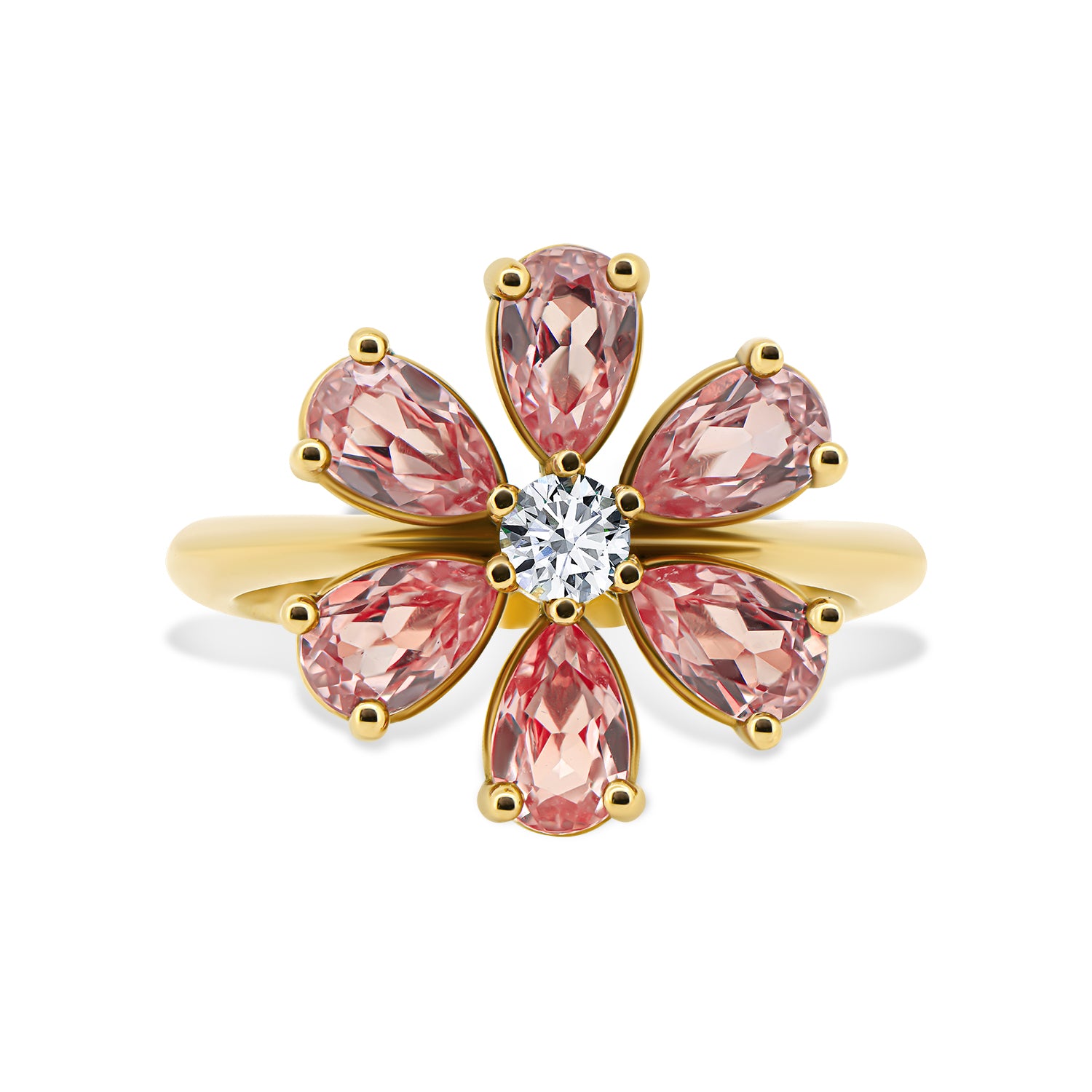 Cherry Blossom Pink Sapphire - or jaune 18k