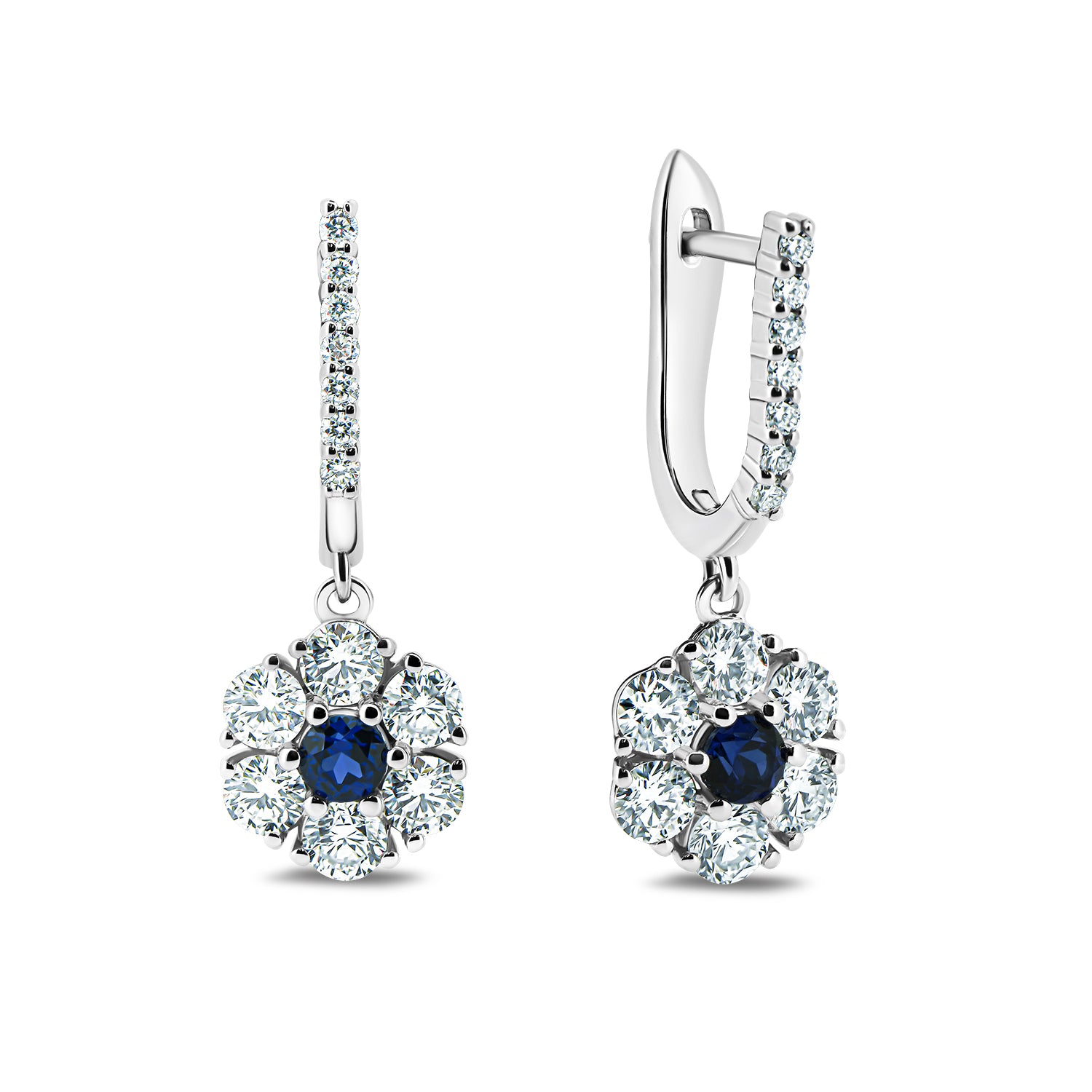 Boucles d'oreilles Blue Floral Whisper 0.30 carat - or Blanc 18k