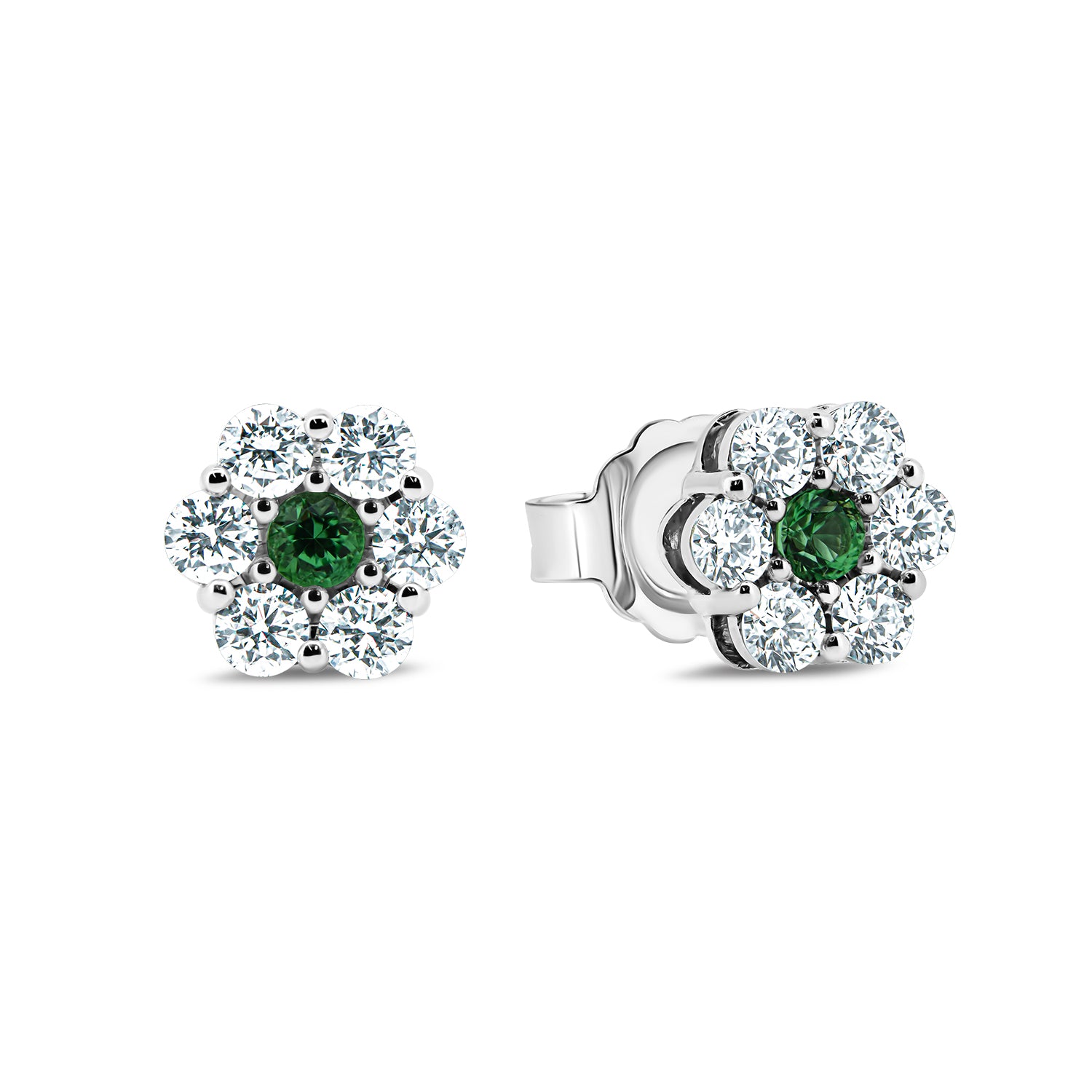 Boucles d'oreilles Green Floral Whisper 0.25 carat - or Blanc 18k