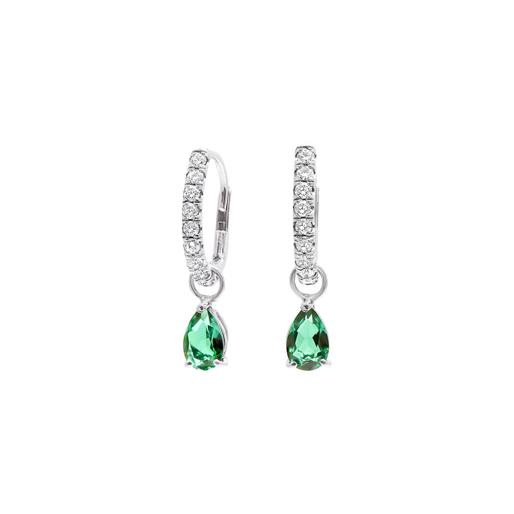 Boucles d'oreilles The Little Tear of Joy Emerald - or blanc 18k – Boucle d'oreilles en or 18k avec diamant – vue produit