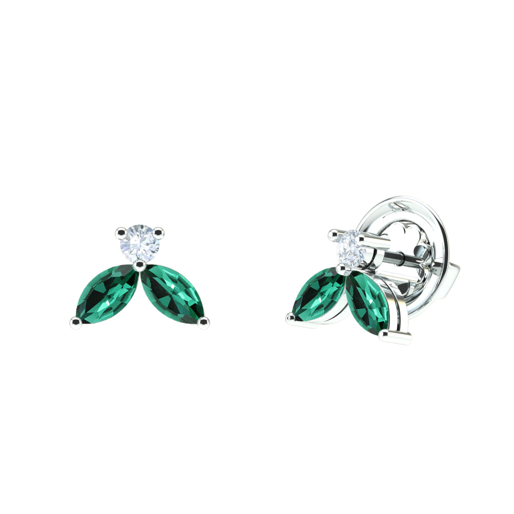 Boucles d'oreilles Little Bees verte 1.00 carats - or blanc 18k – Boucle d'oreilles en or 18k avec diamant – vue produit