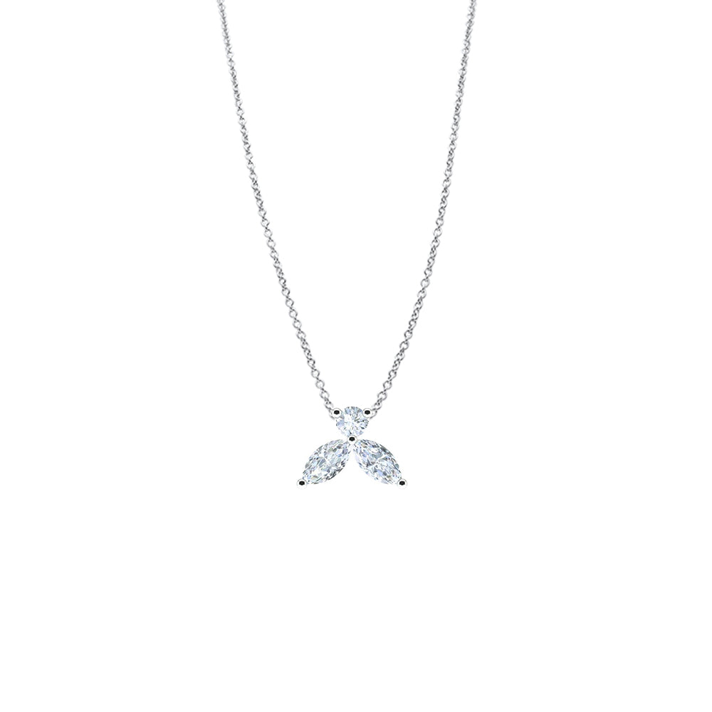 Collier The Little Bee Grand - or blanc 18k – Chaîne en or 18k avec diamant – vue produit