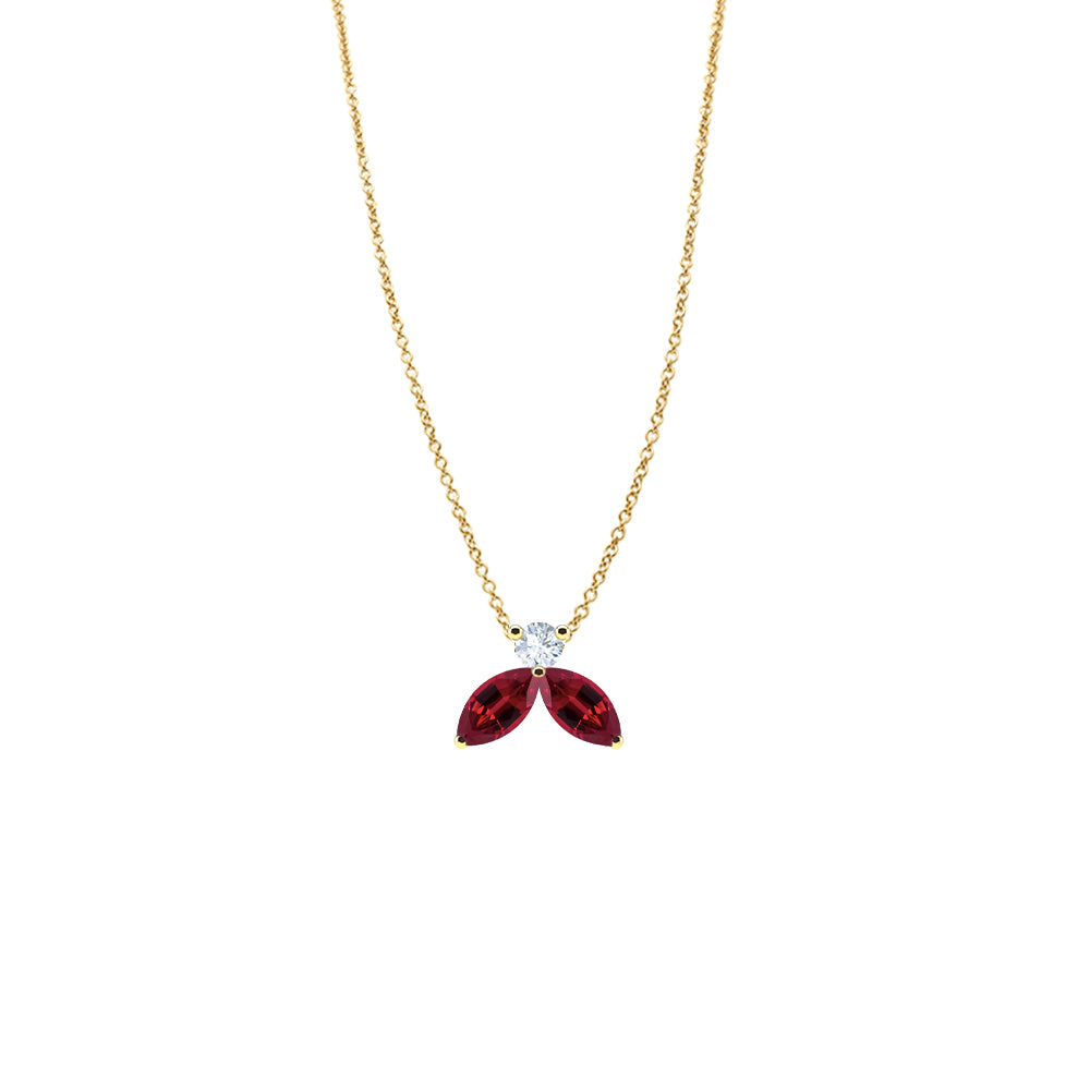 Collier The Little Bee rouge M - Or jaune 18k – Chaîne en or 18k avec diamant – vue produit