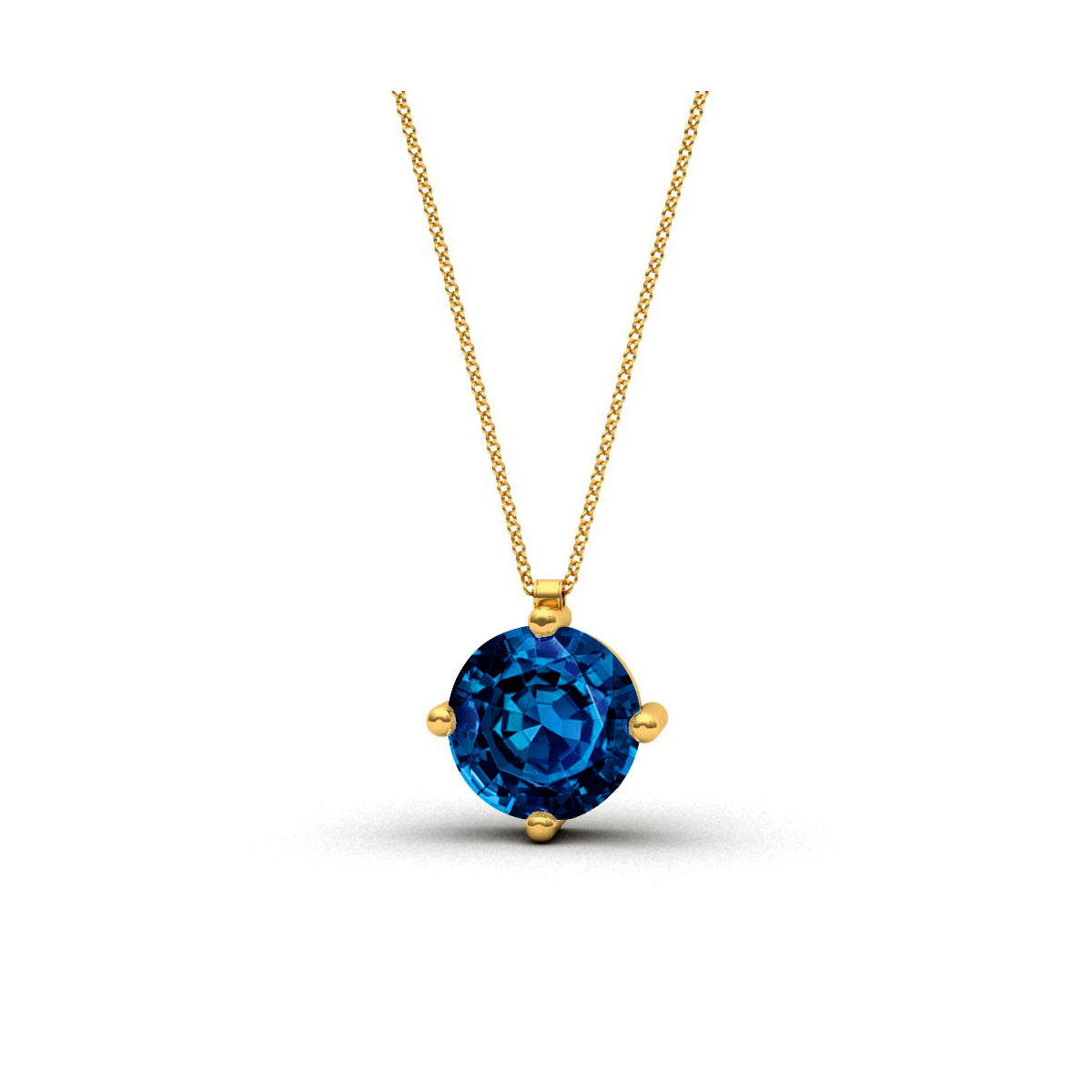 Collier Solitaire saphir bleu - or jaune 18k - AGUADEORO