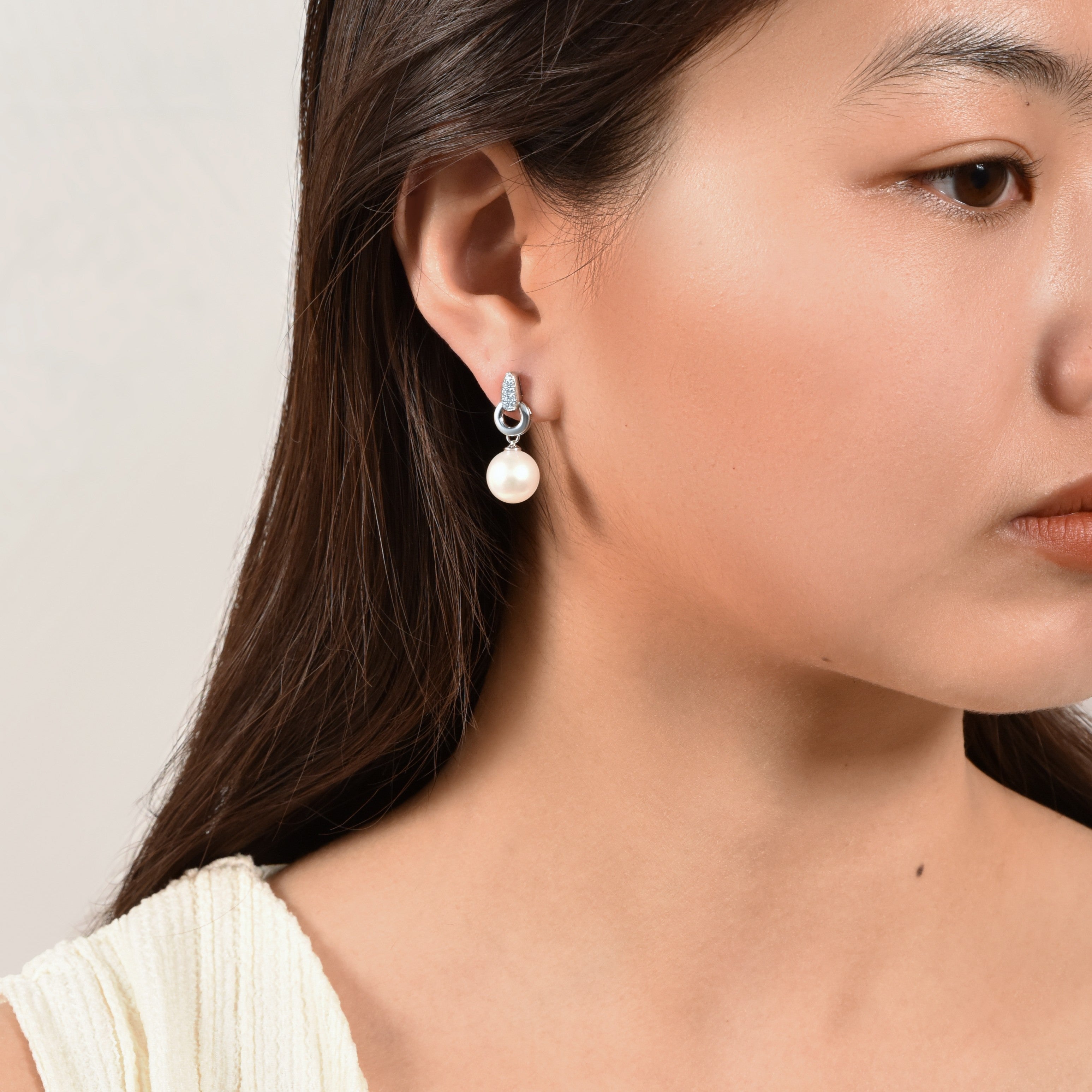 Boucles d'oreilles avec Perles - or blanc 18k