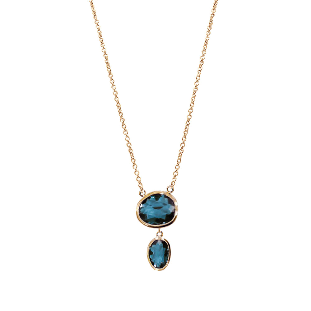 Collier Océane topaze bleu- Gelbgold 18k – Halskette Gold 18k – Produktansicht