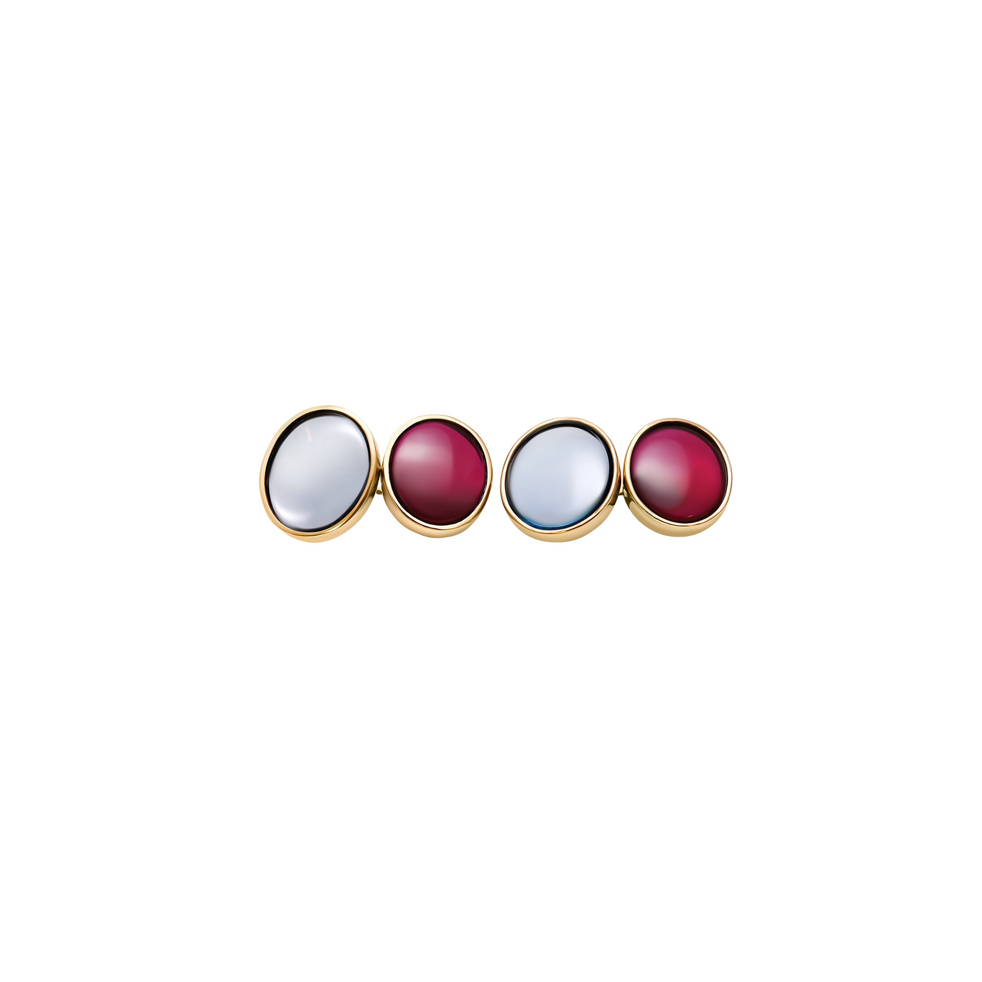 Boutons de manchette Ovales Rubis et Aigue-marine – or jaune 18k – Cufflinks en or 18k avec rubis – vue produit