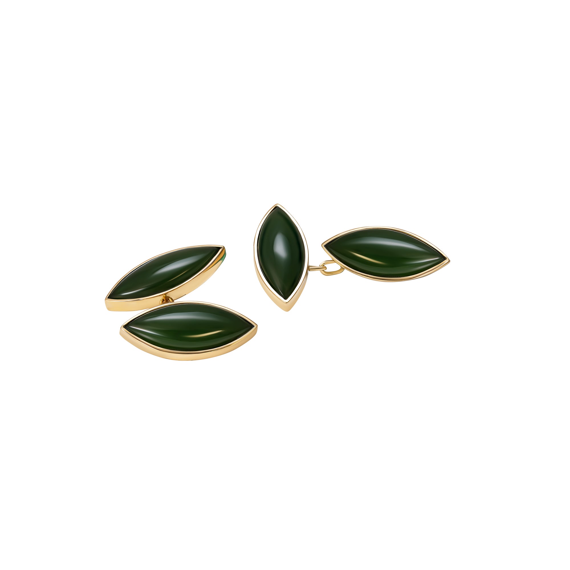 Boutons de manchette Marquise Jade – or jaune 18k – Cufflinks en or 18k avec pierre – vue produit