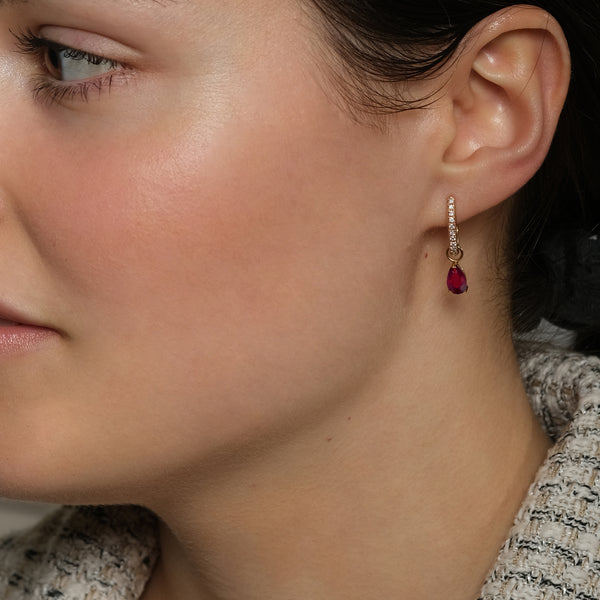 Earrings The Little Tear of Joy Ruby - White Gold 18k 