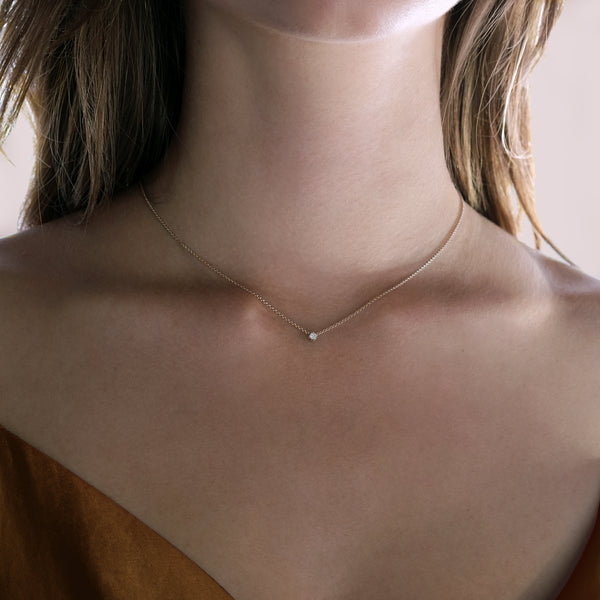 Necklace Solitaire 0.15-0.90 carats - Red Gold 18k