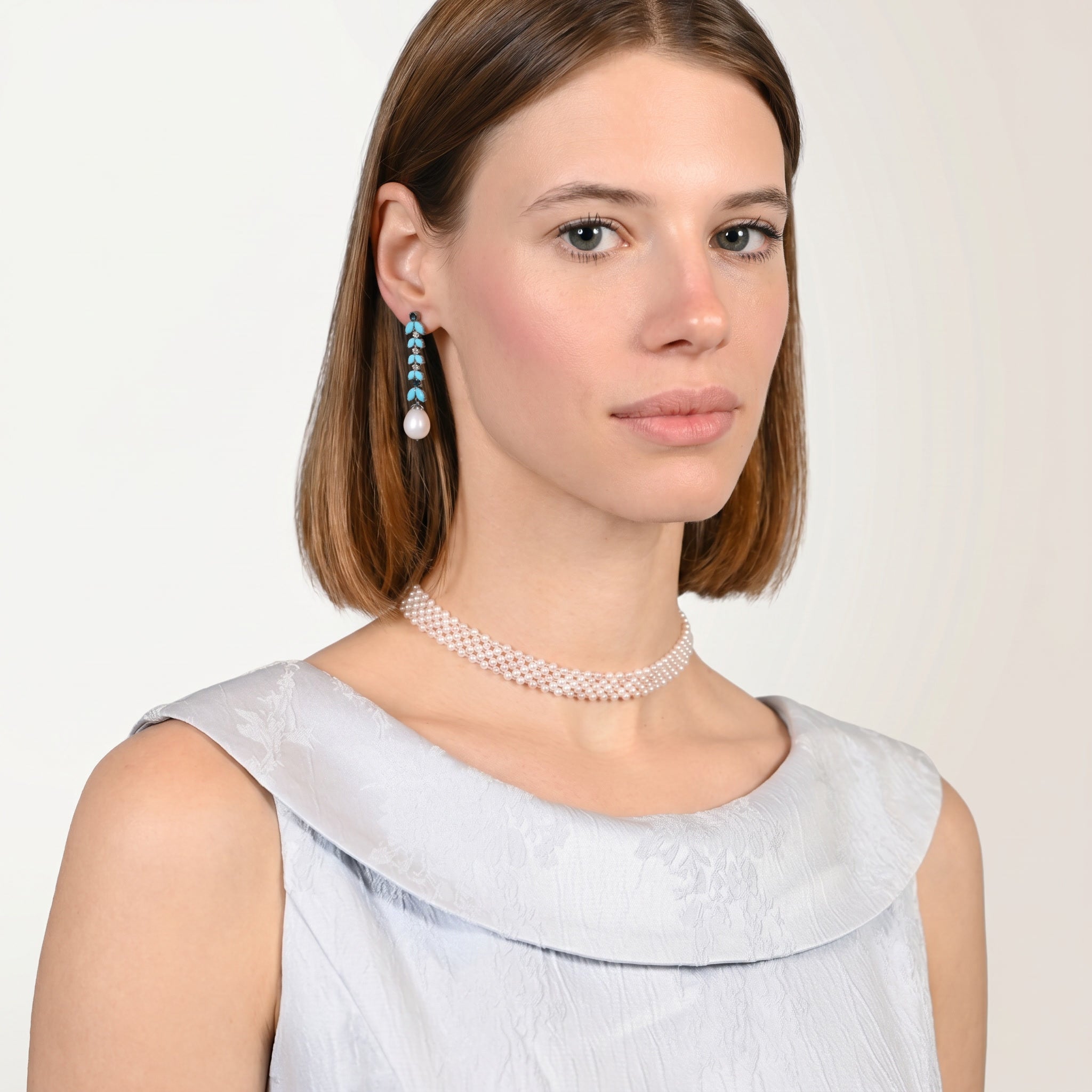 Ohrringe fantastic Little Bees turquoise- Weissgold 18K