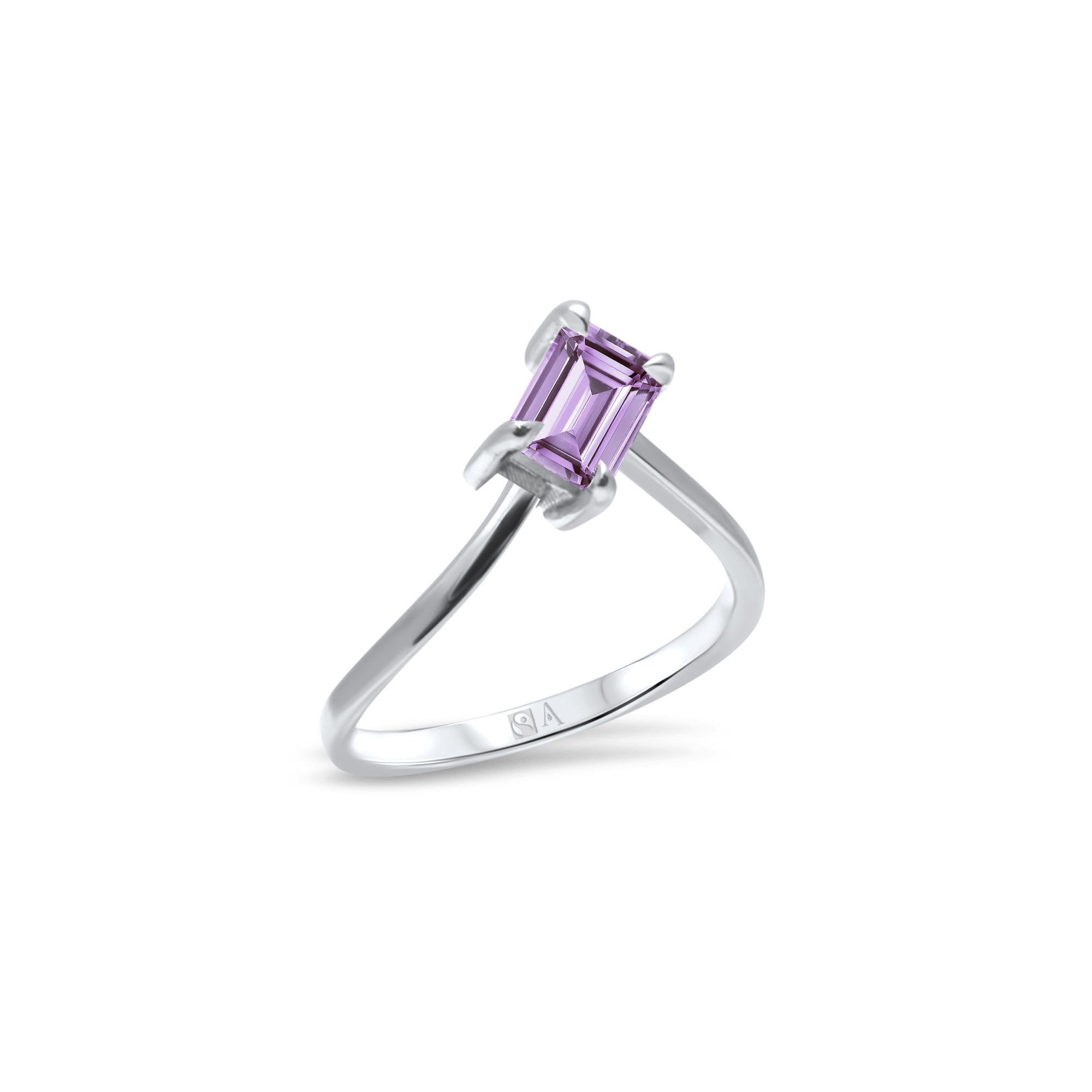 Ice Skating Girl Large L lavender 1.00 carats - or blanc 18k – Solitaire en or 18k avec diamant – vue produit