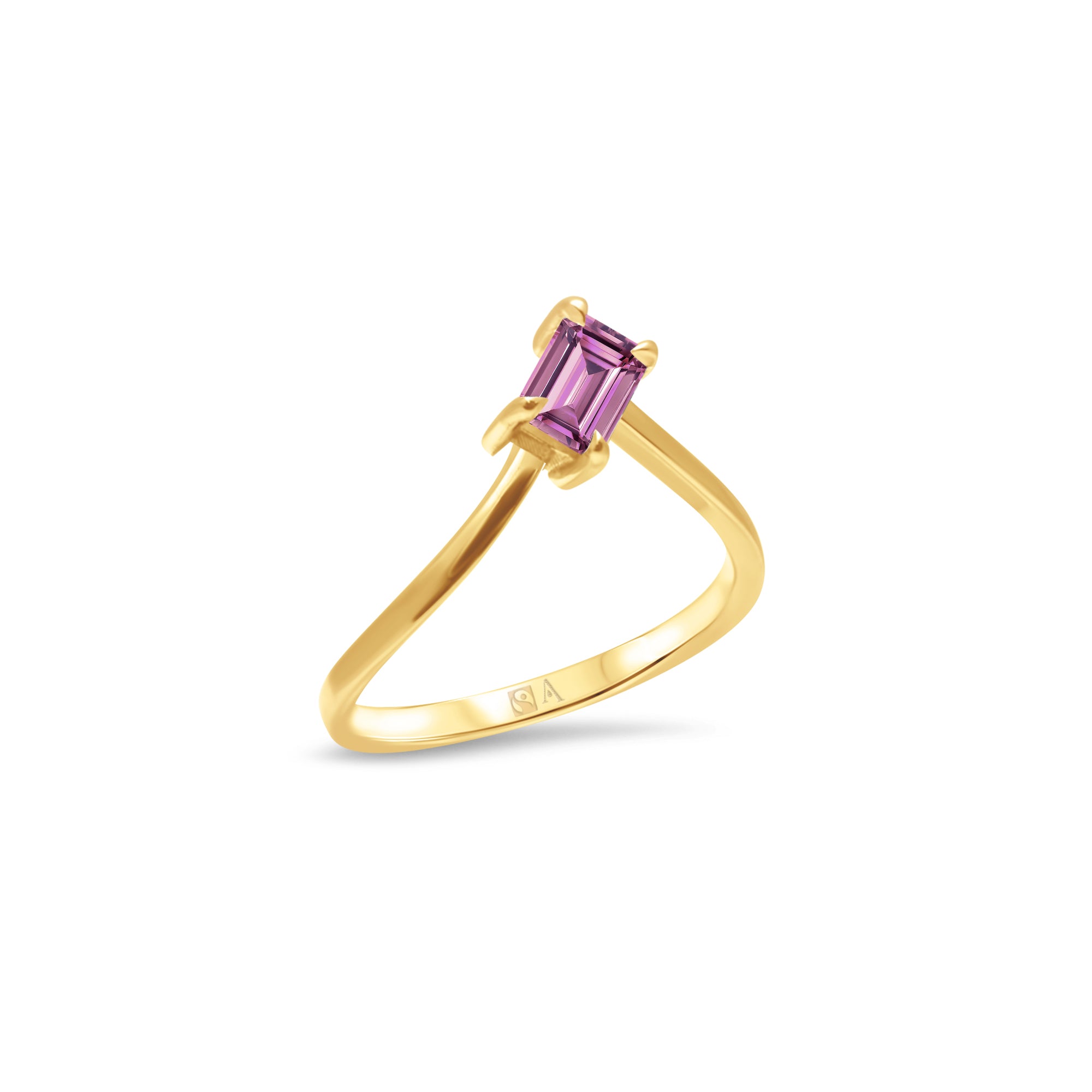 Ice Skating Girl medium M pink 0.75 carat - or janue 18k – Solitaire en or 18k avec diamant – vue produit