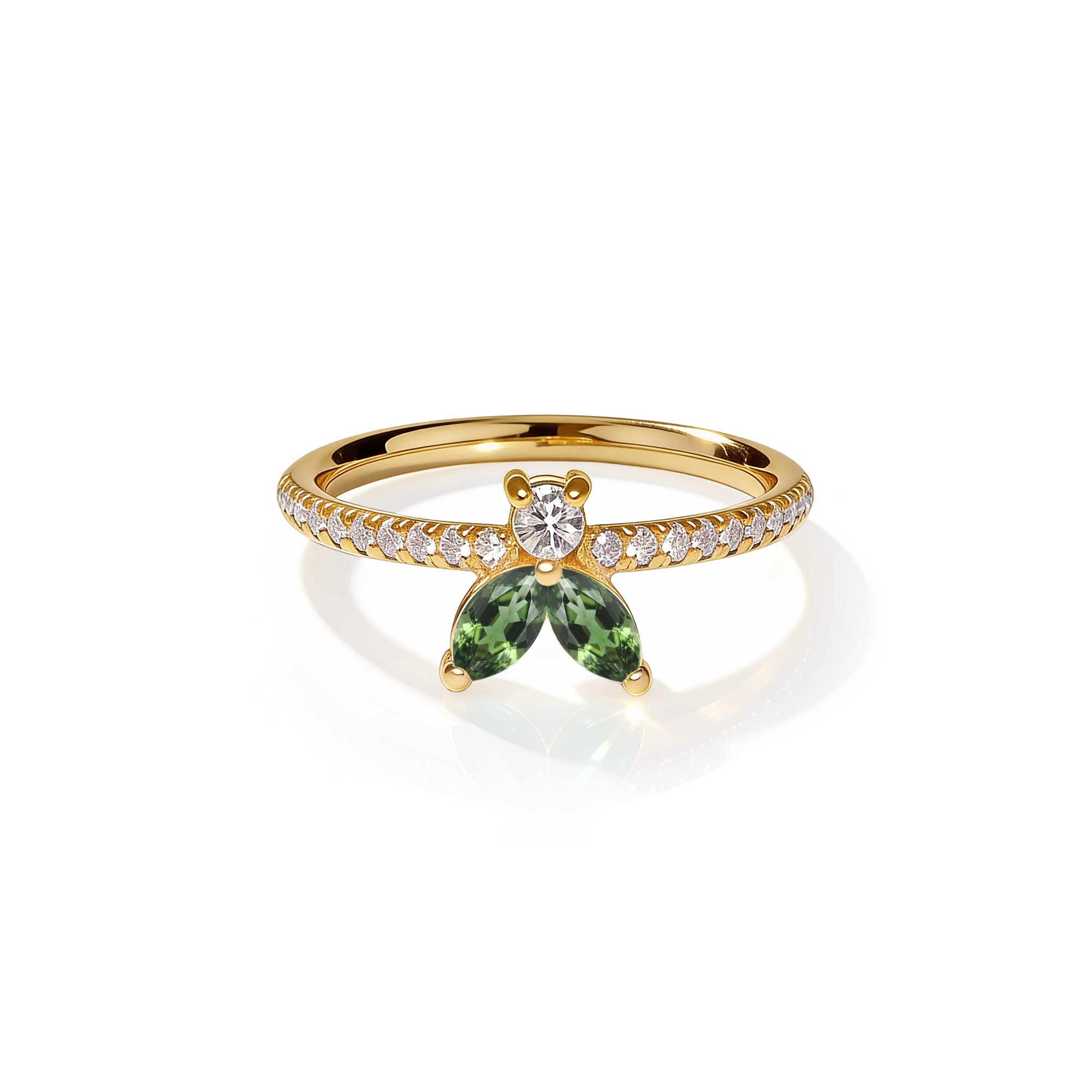 The Fancy Little Bee Tourmaline Vert antique - or jaune 18k