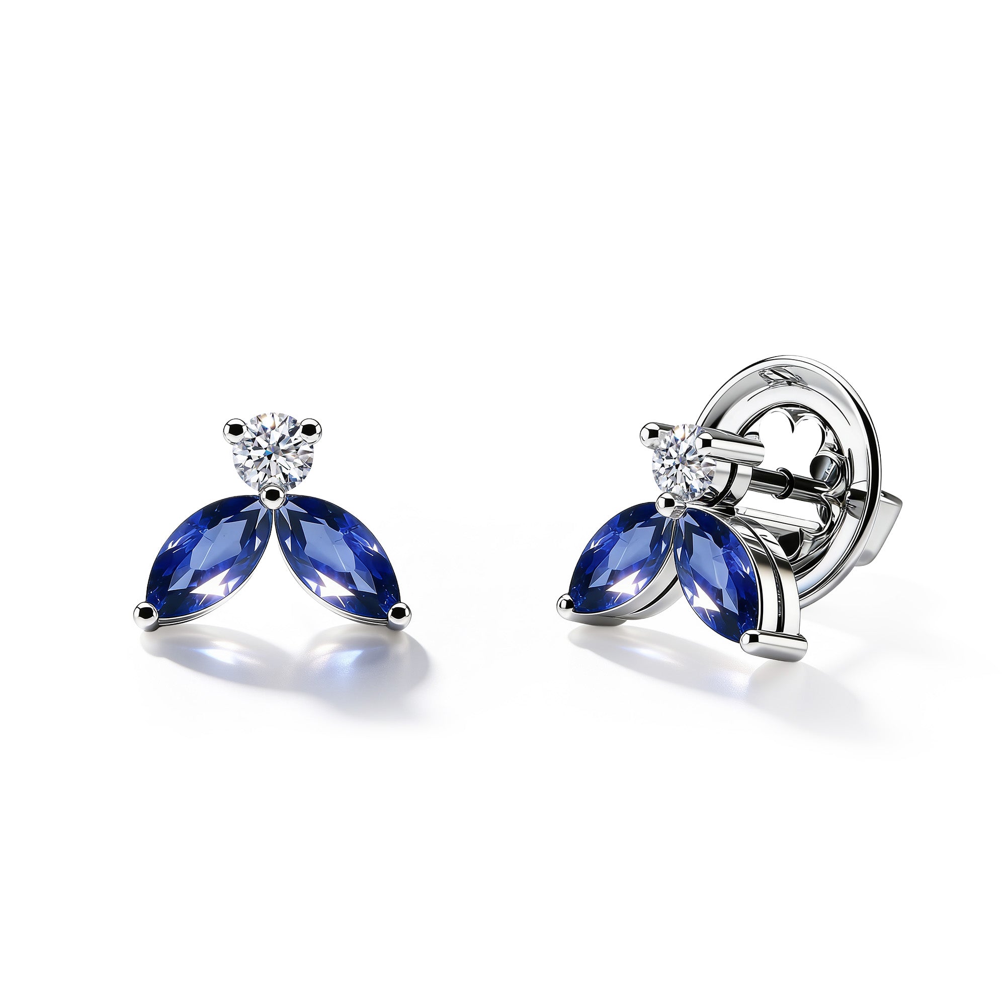 Boucles d'oreilles Little Bees bleu 1.00 carat - Or blanc 18k