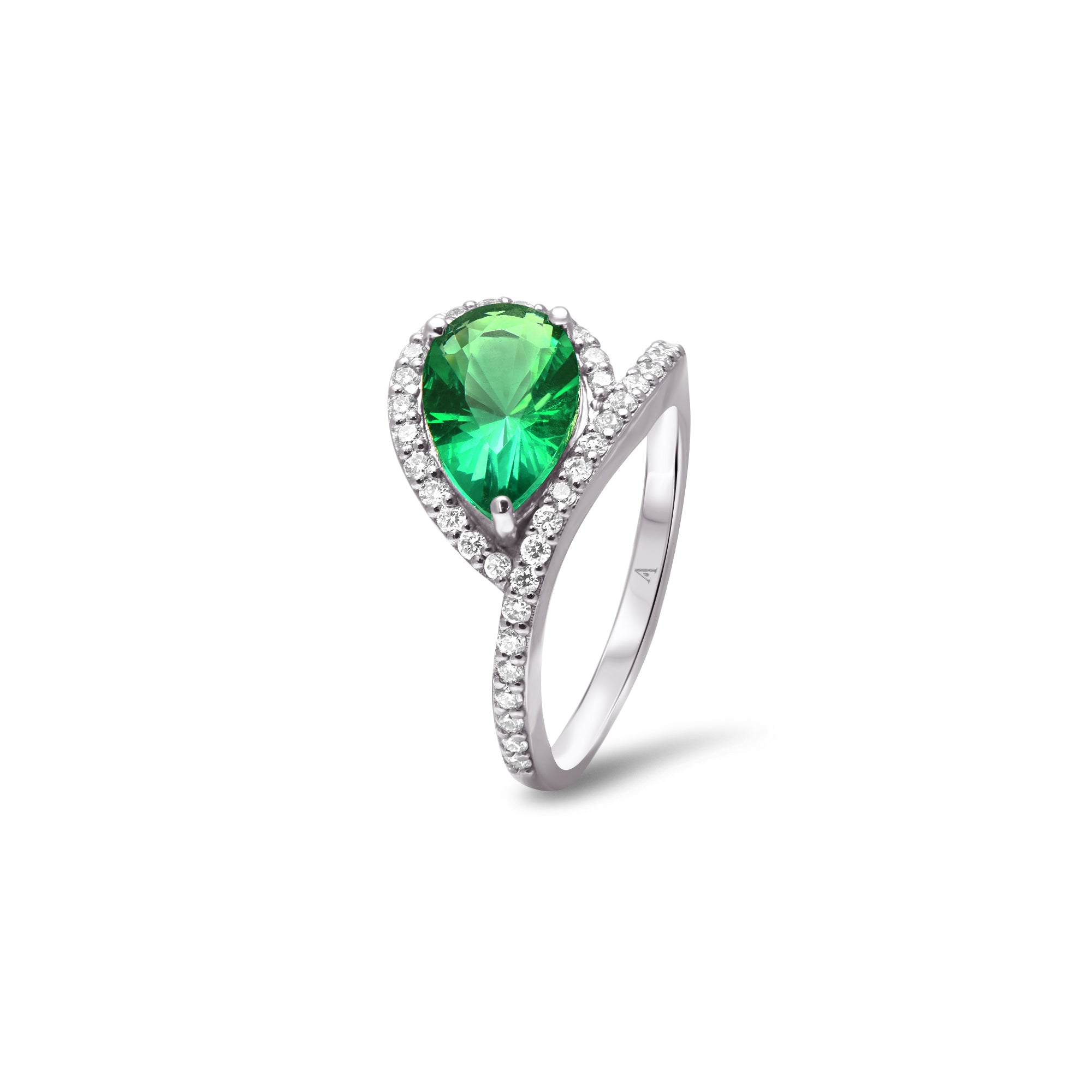 Majestic Wavy Green 2.00 carats - or blanc 18k – Solitaire en or 18k avec diamant – vue produit