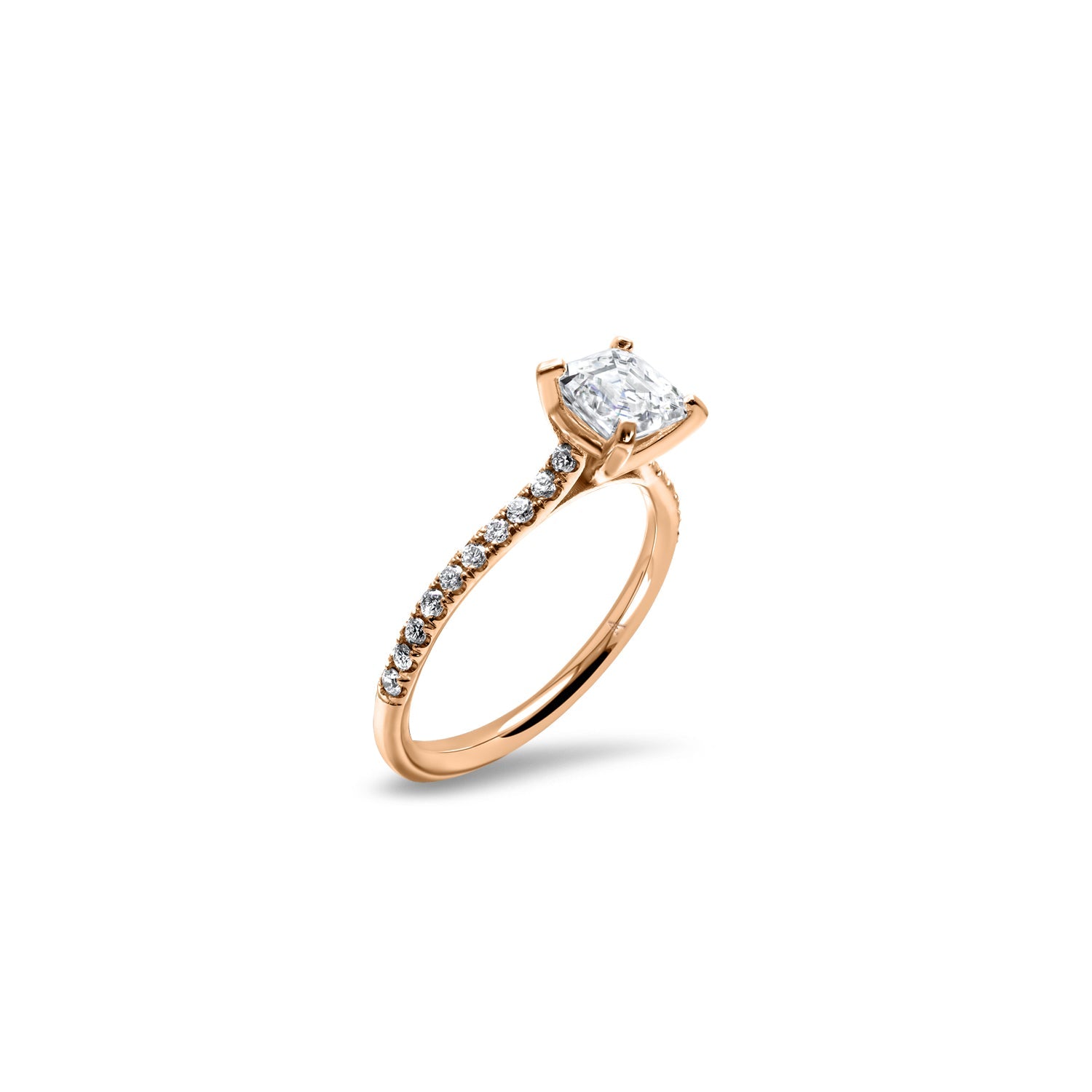 The Fancy Ice Cube 1.00 carats - or rouge 18k – Solitaire en or 18k – porté de face