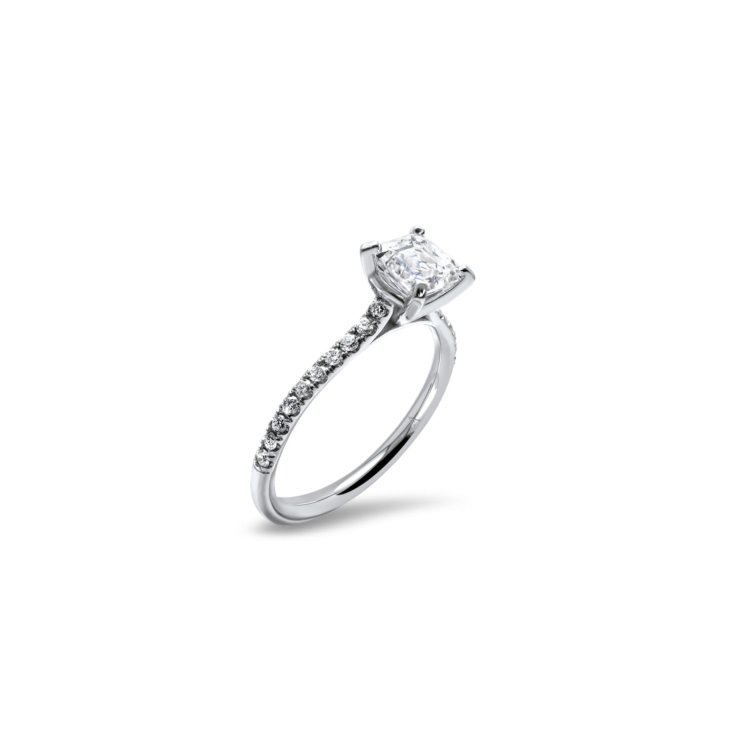 The Fancy Ice Cube 1.00 carats - or blanc 18k – Solitaire en or 18k – vue de profil