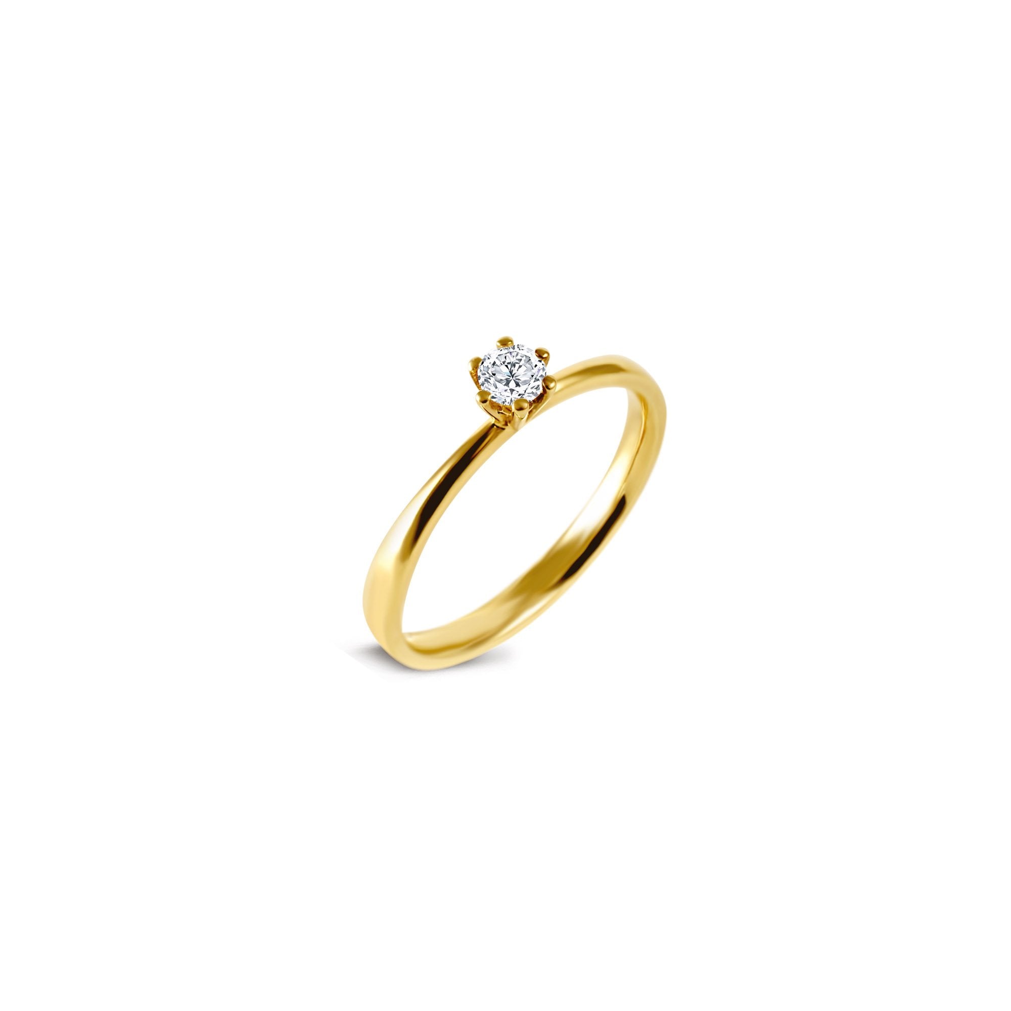 Sobriété Heureuse (M) - 0.25 carat - or jaune 18k – Solitaire en or 18k avec diamant – vue produit