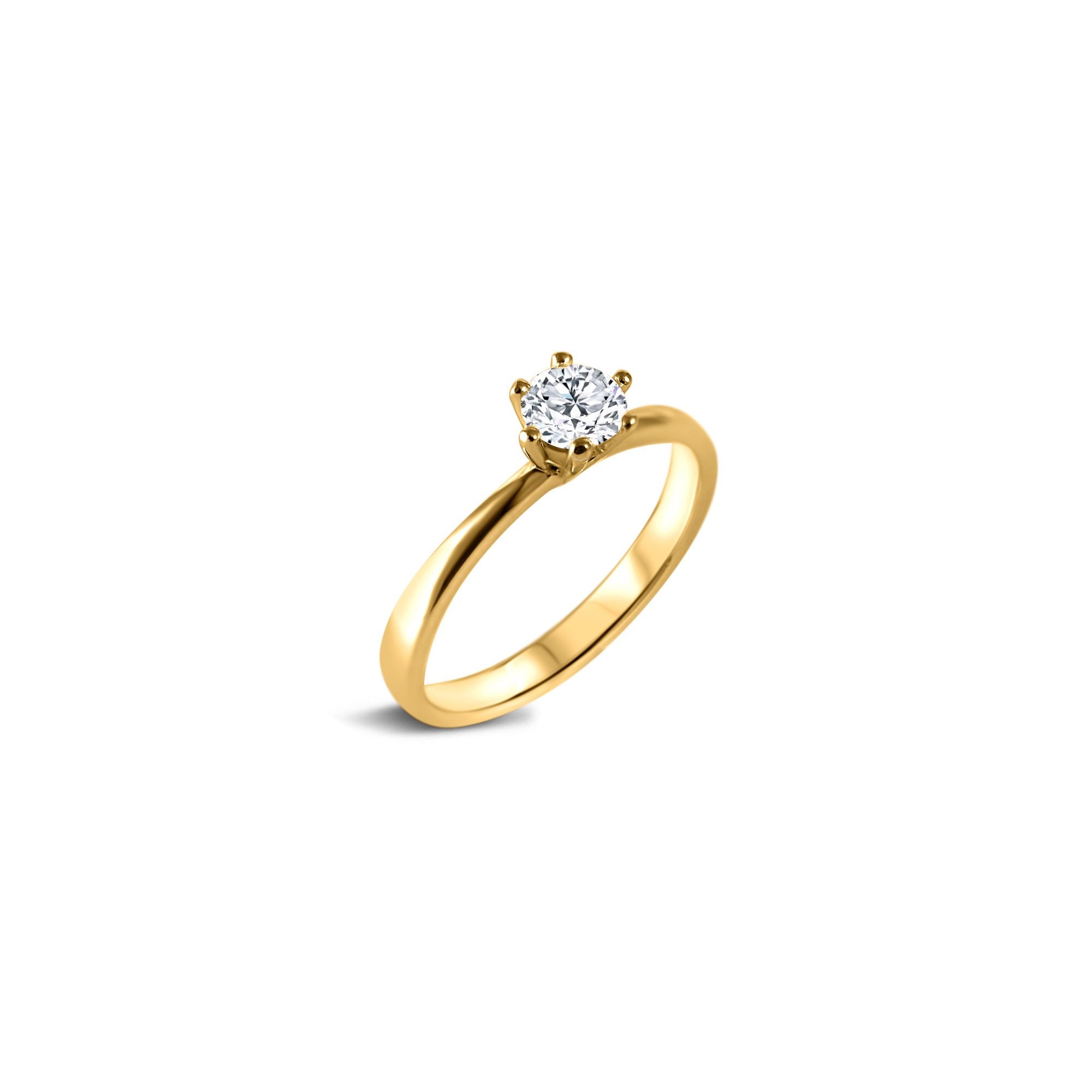 Sobriété Heureuse (L) - 0.50 carat - or jaune 18k – Solitaire en or 18k avec diamant – vue produit