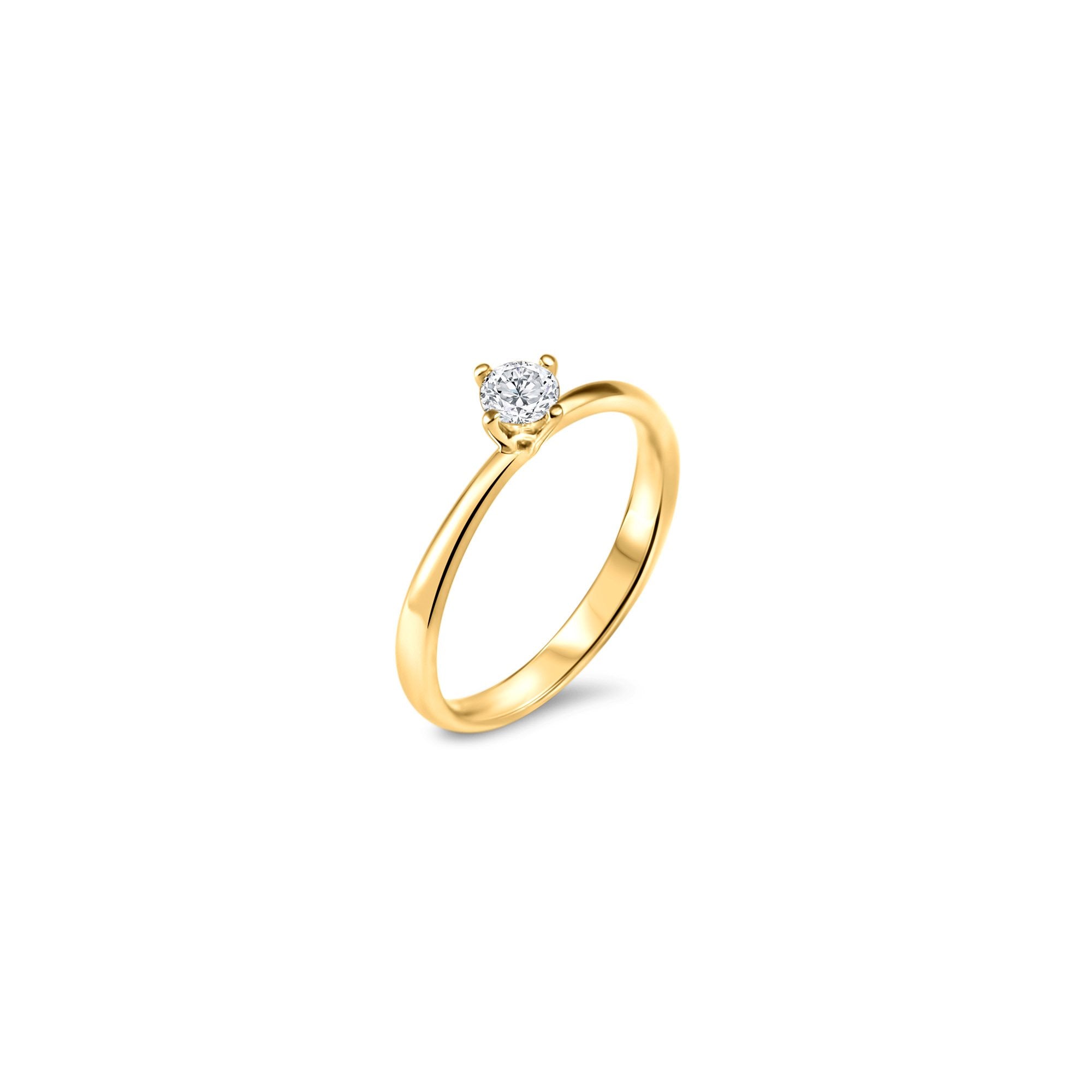 Miss Simplicité (M) - 0.25 carat - or jaune 18k – Solitaire en or 18k avec diamant – vue produit