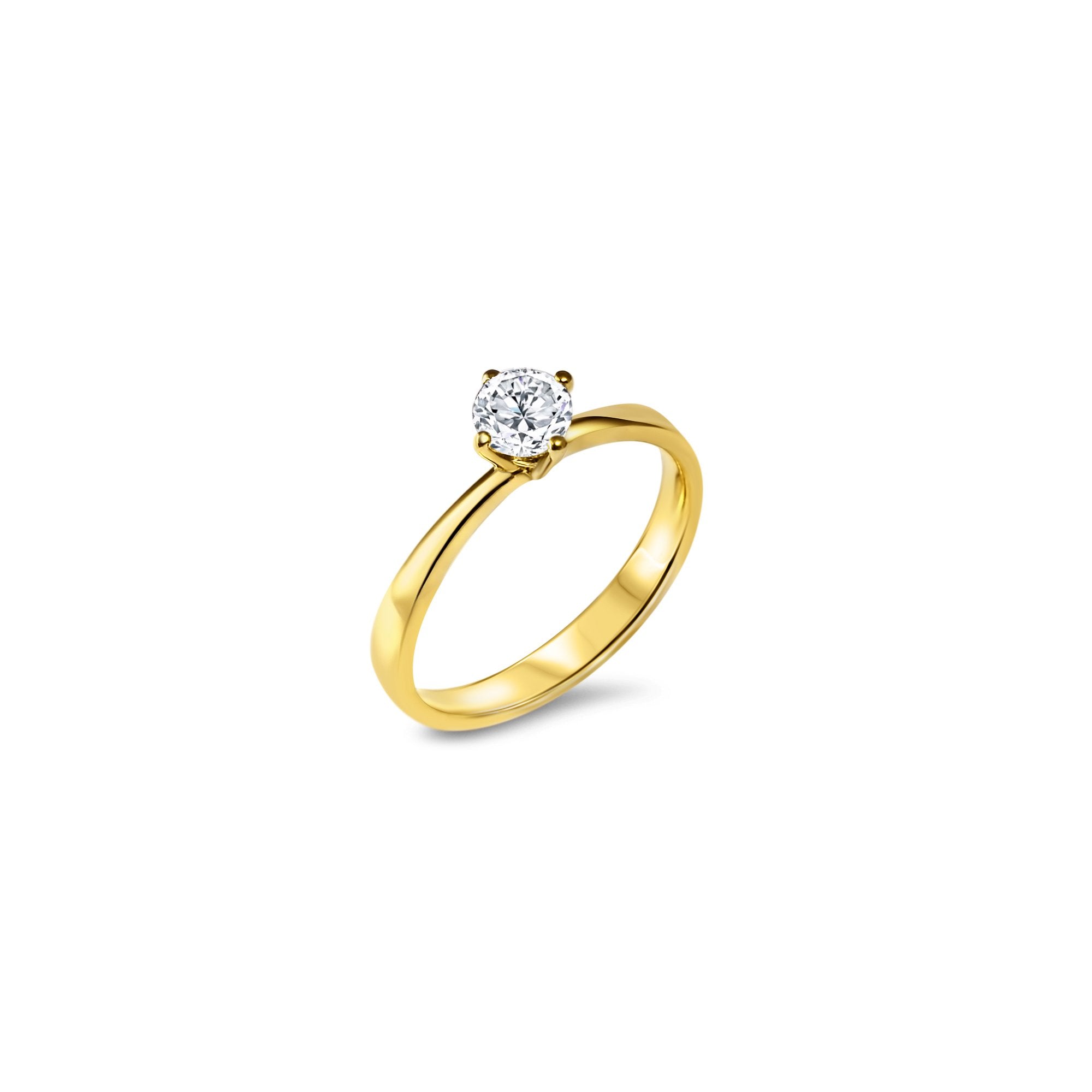 Miss Simplicité (L) - 0.50 carat - or jaune 18k – Solitaire en or 18k avec diamant – vue produit