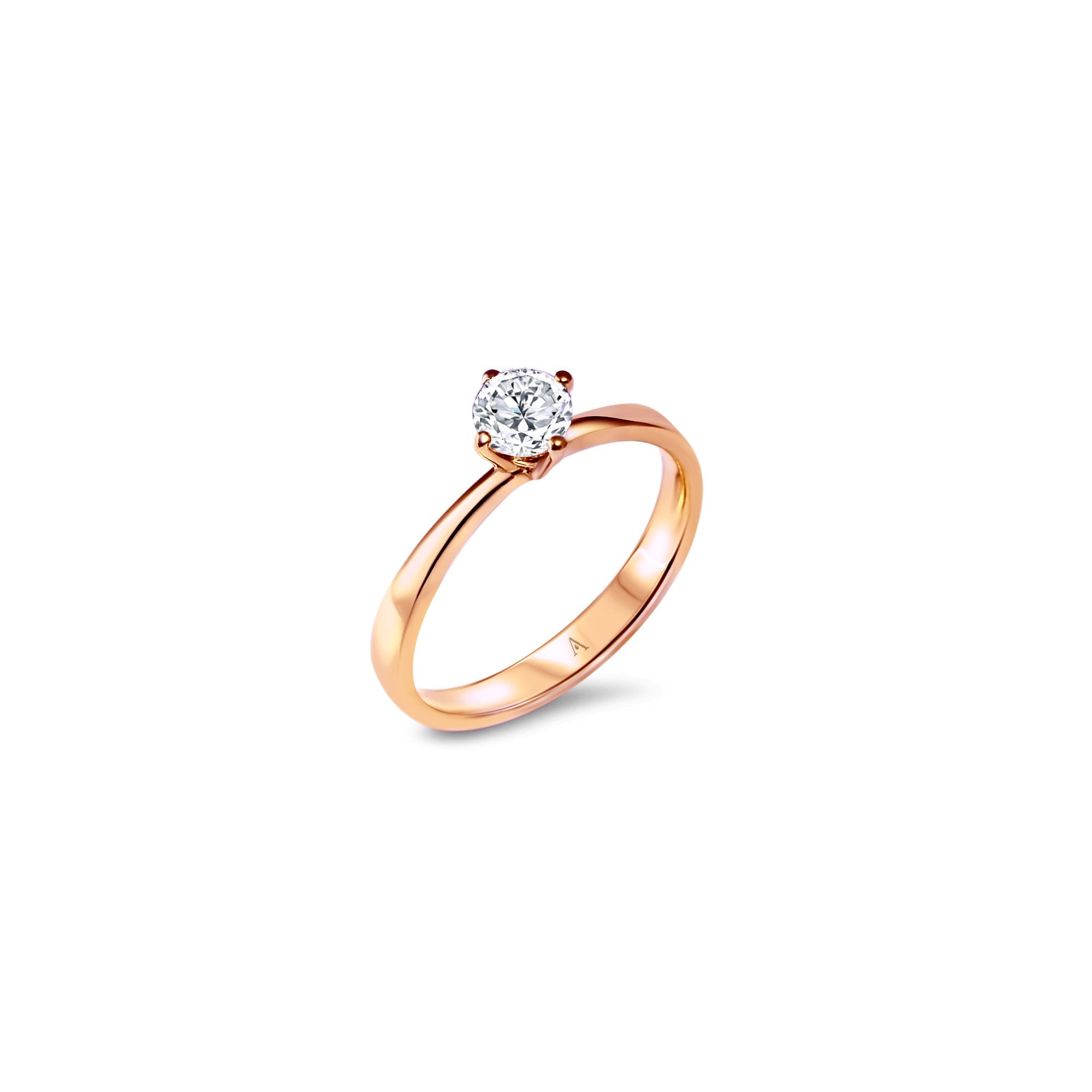 Miss Simplicité (L) - 0.50 carat - or rouge 18k – Solitaire en or 18k avec diamant – vue produit