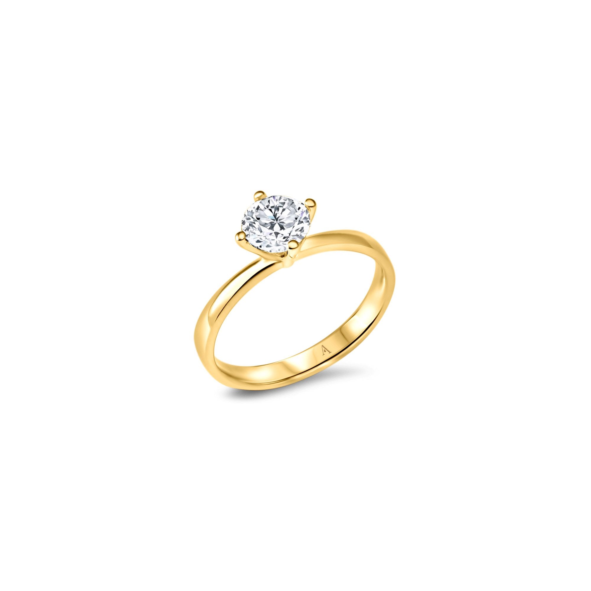Miss Simplicité (XL) - 1.00 carat - or jaune 18k – Solitaire en or 18k avec diamant – vue produit